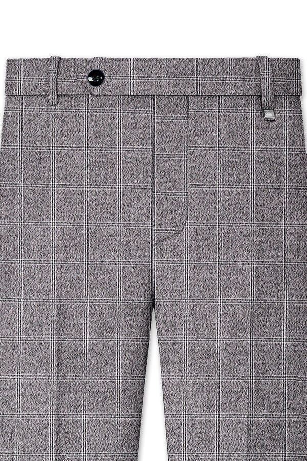 Manatee Grey windowpane Wool Rich Pant