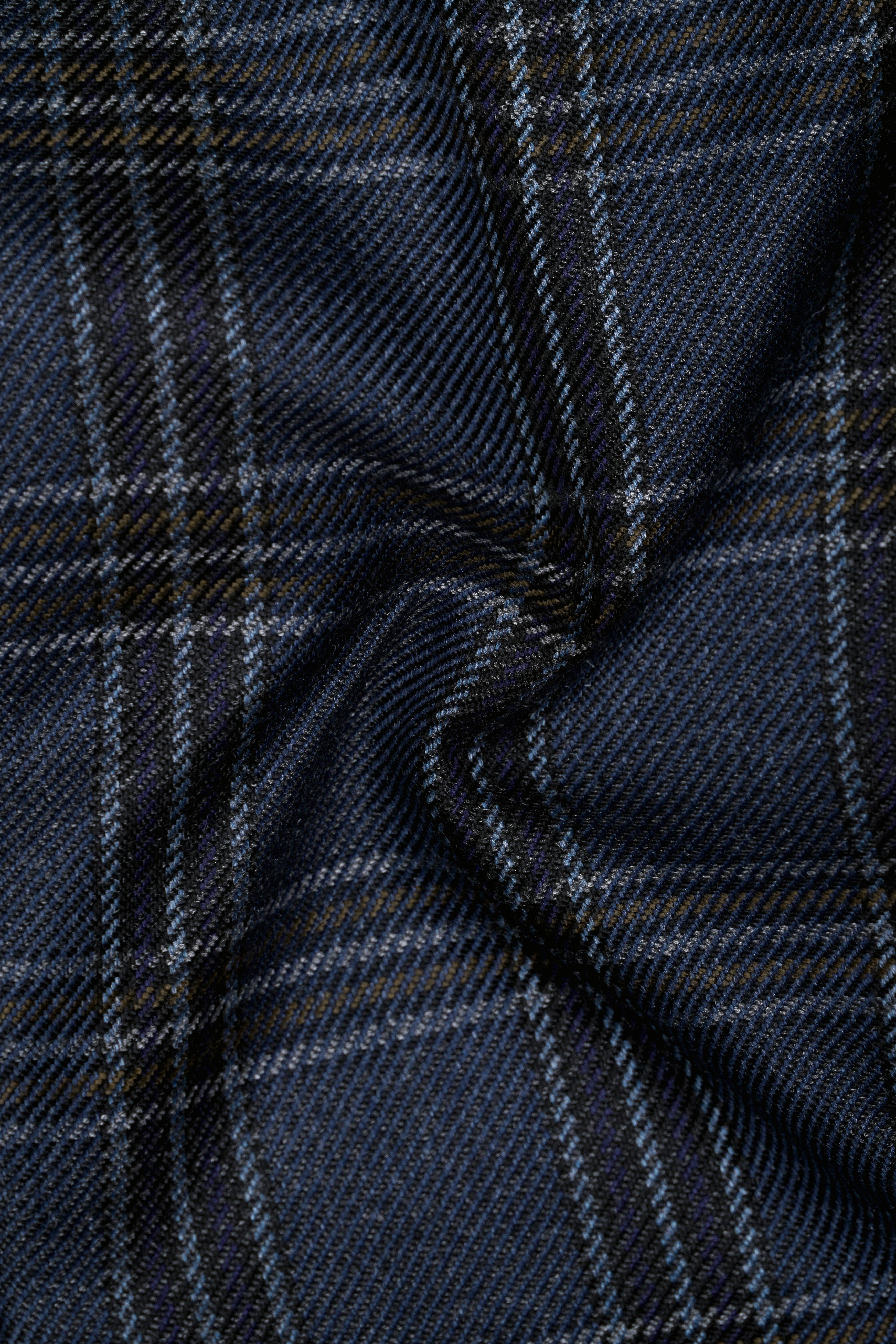 Licorice Blue Plaid heavyweight tweed Wool Rich Pant