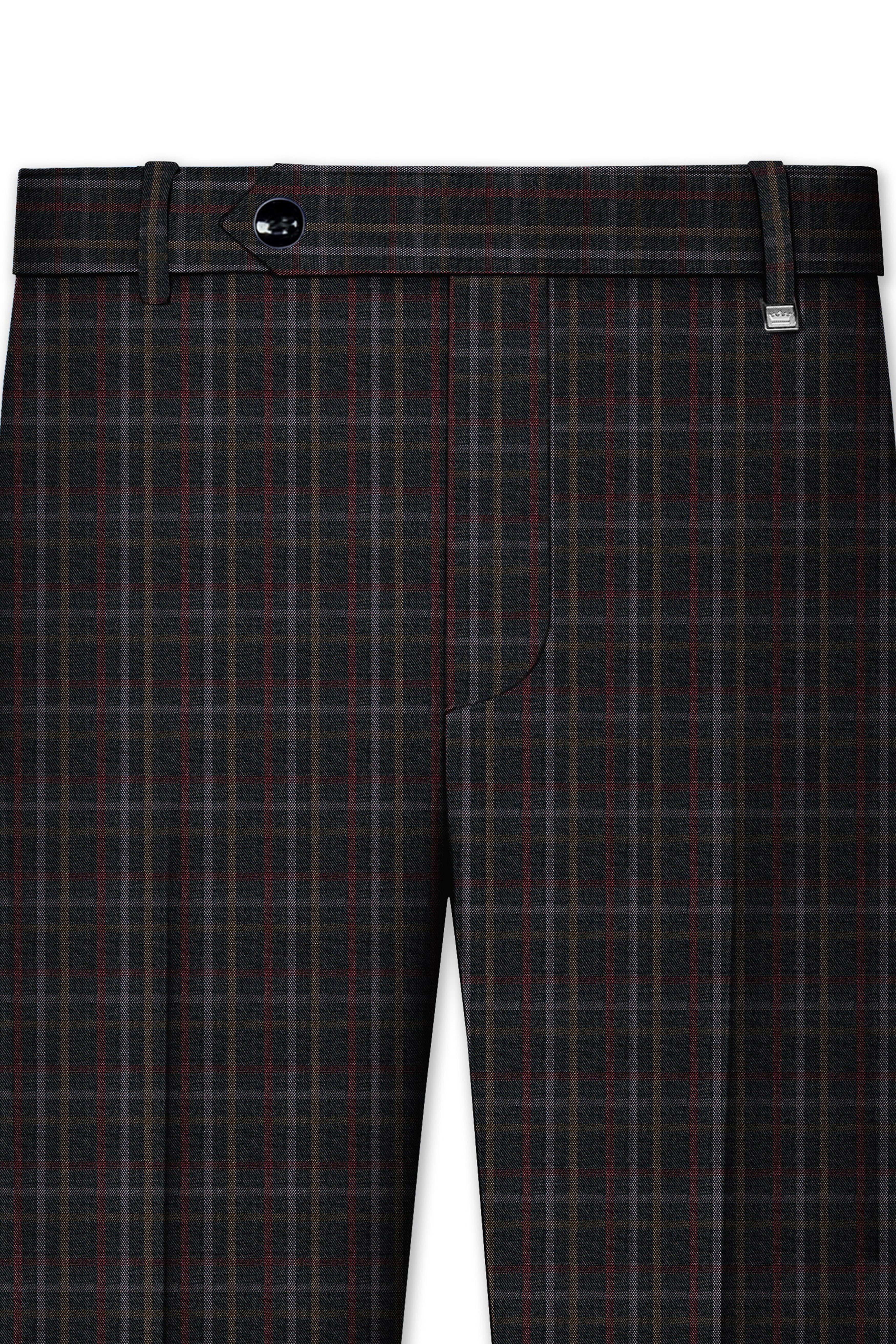 Zeus Black Plaid Wool Rich Pant