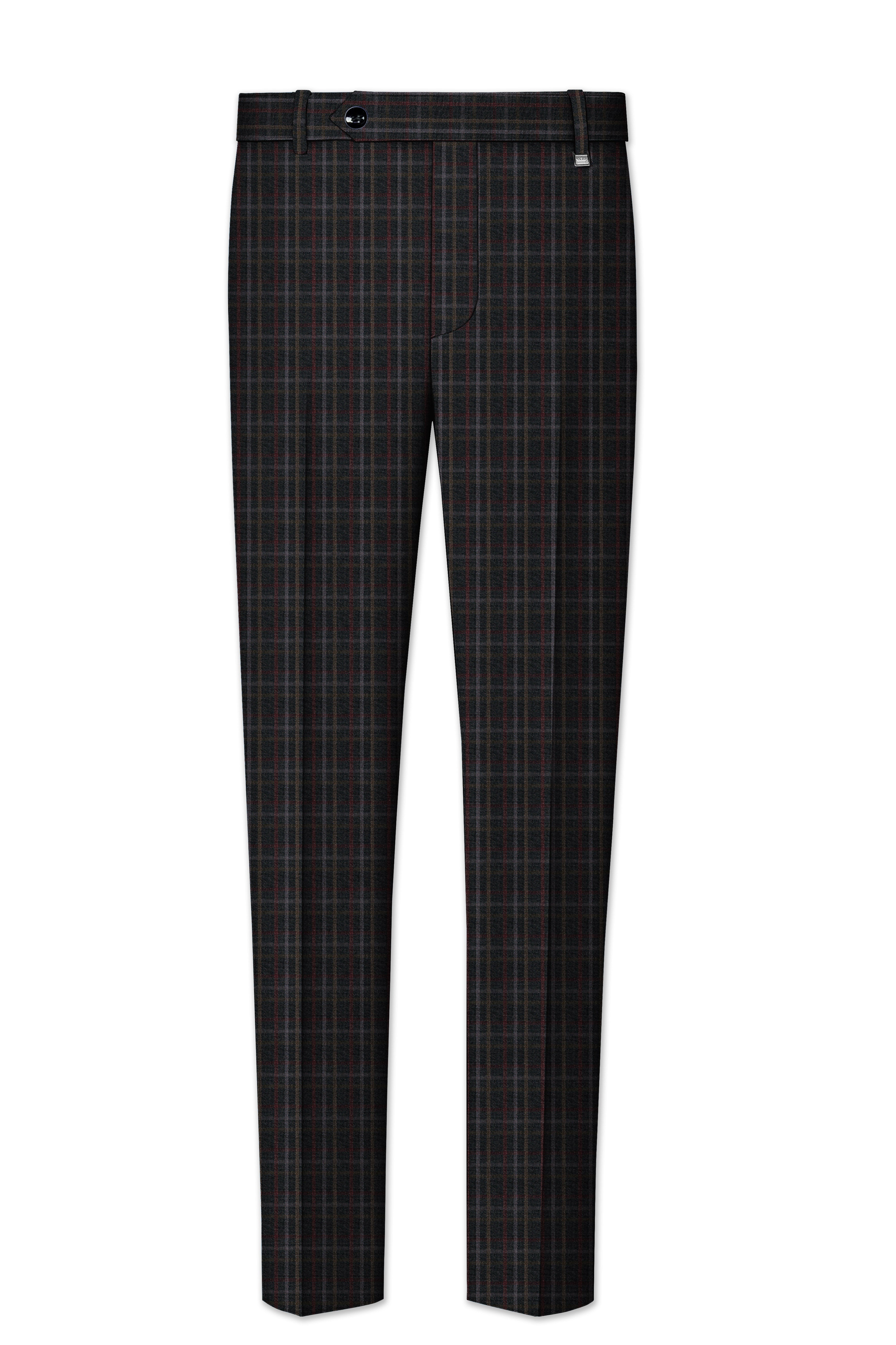 Zeus Black Plaid Wool Rich Pant
