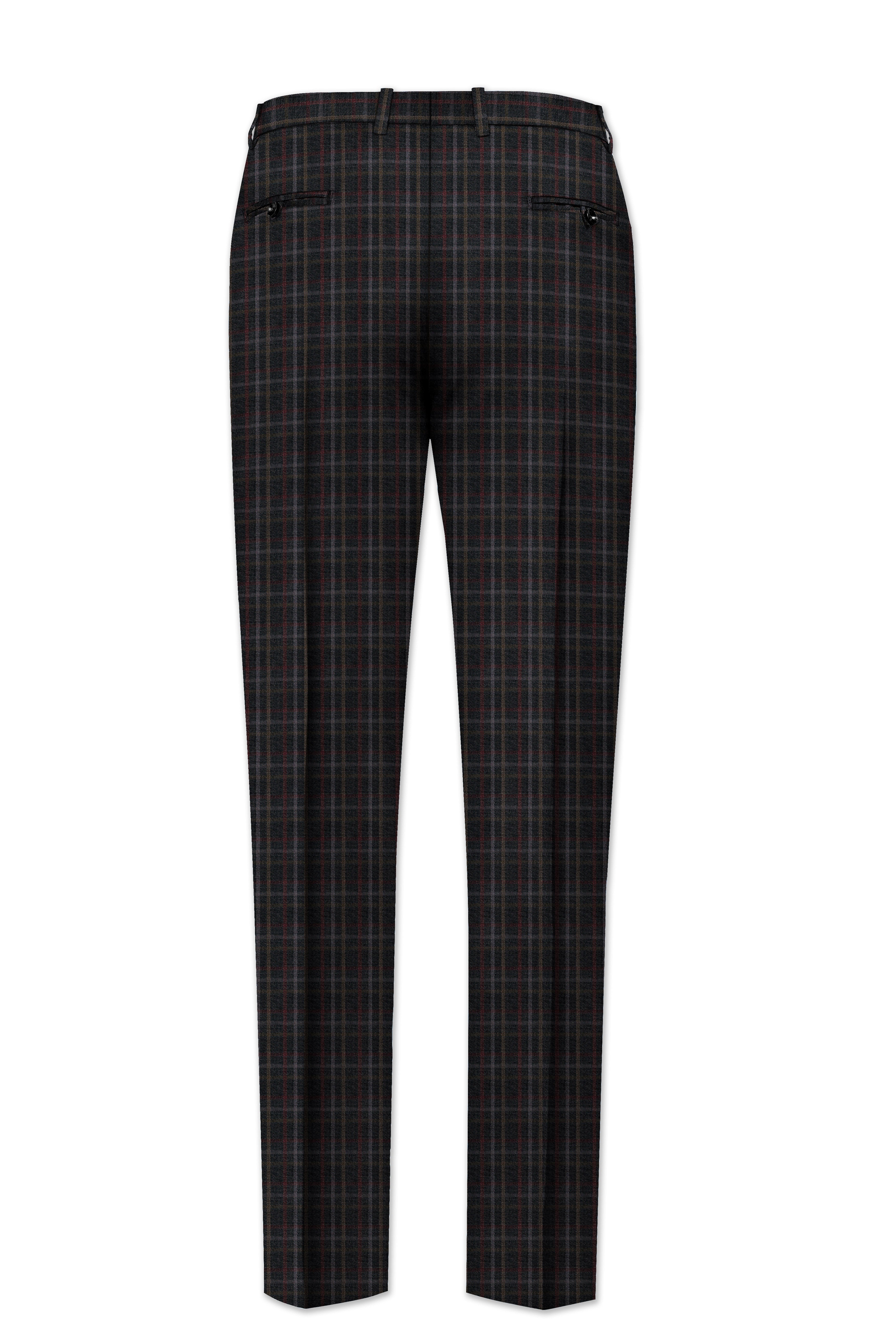 Zeus Black Plaid Wool Rich Pant
