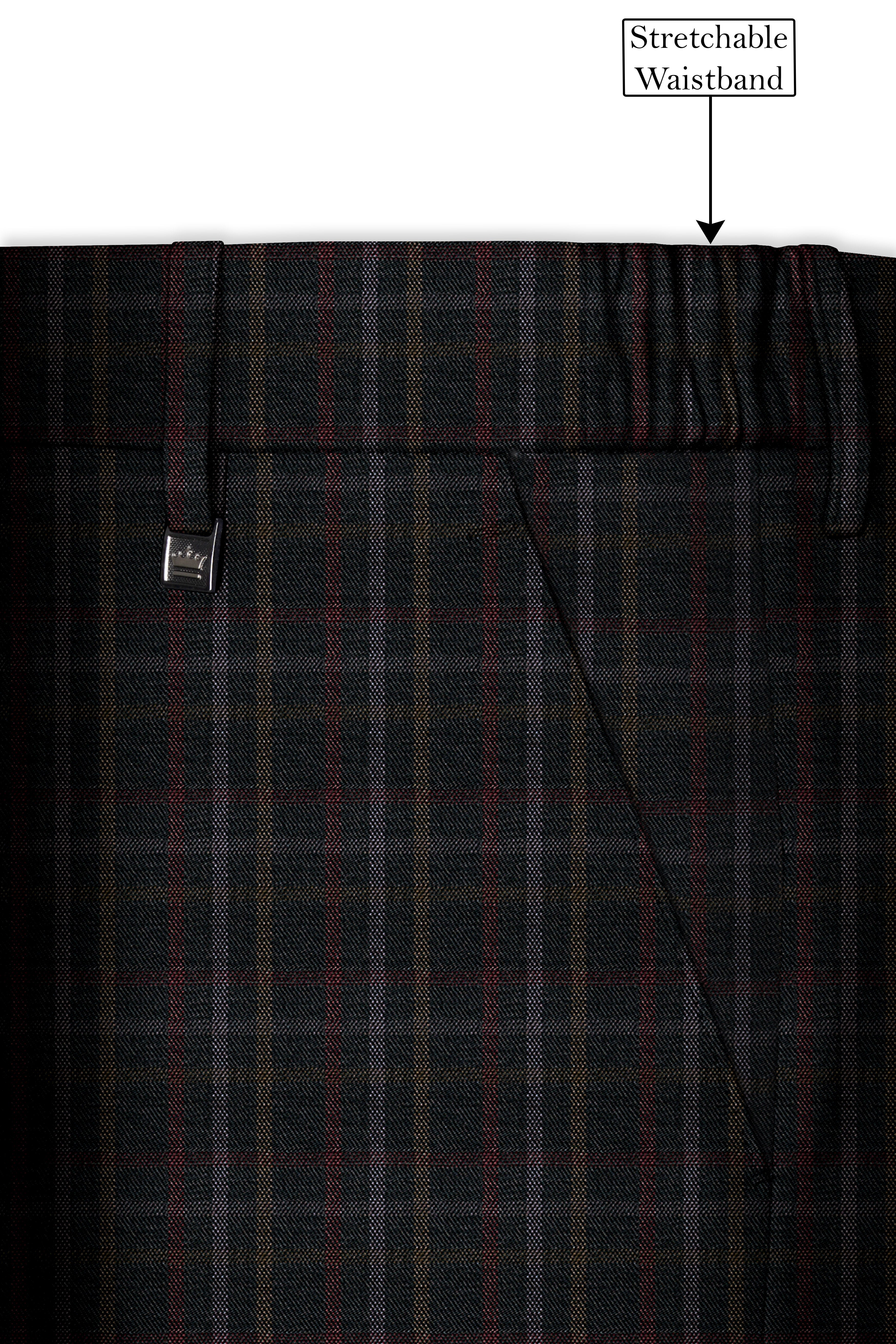 Zeus Black Plaid Wool Rich Pant