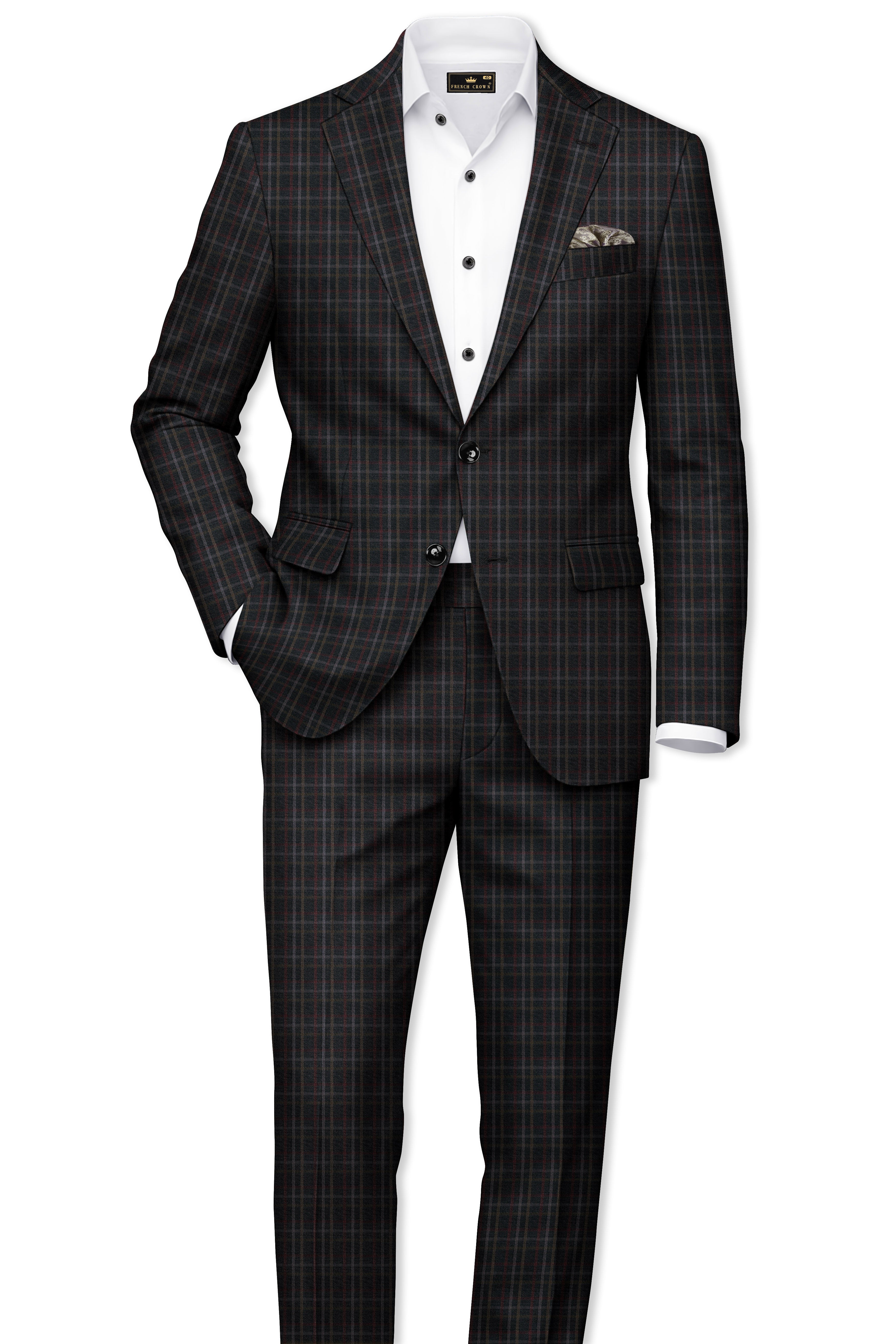 Zeus Black Plaid Wool Rich Pant