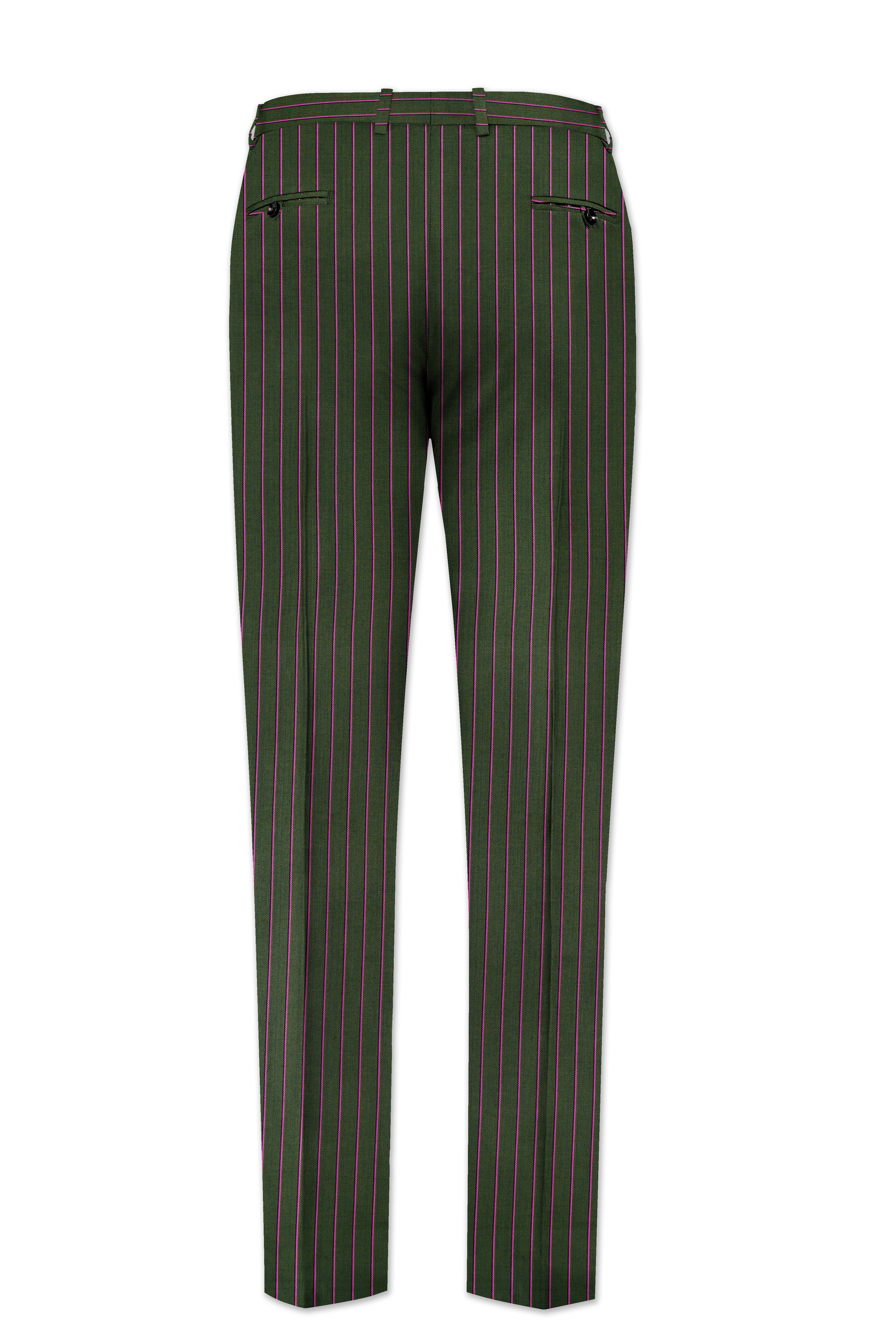 Kelp Green Striped Wool Rich Pant