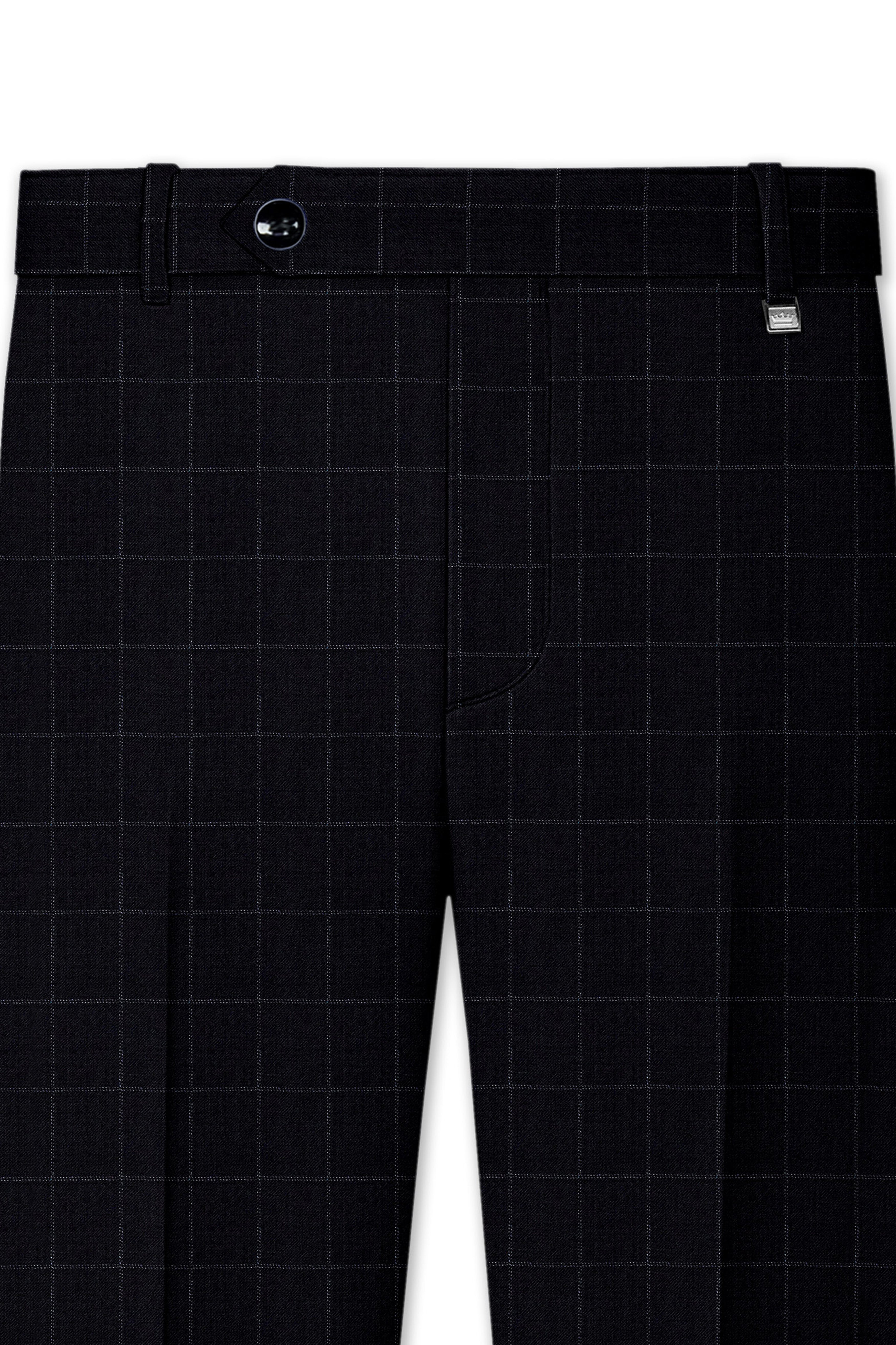 Log Cabin Black Super fine  Windowpane Wool Rich Pant