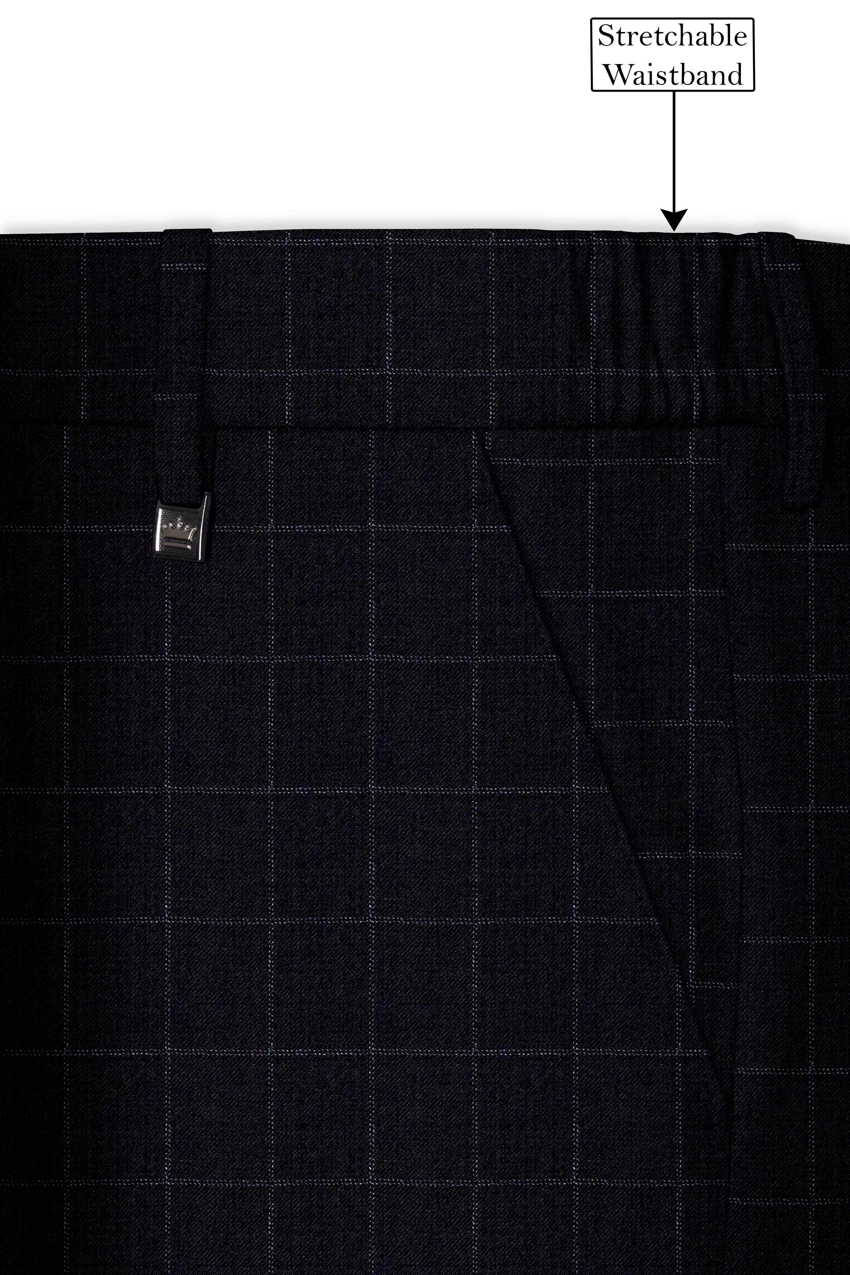Log Cabin Black Super fine  Windowpane Wool Rich Pant