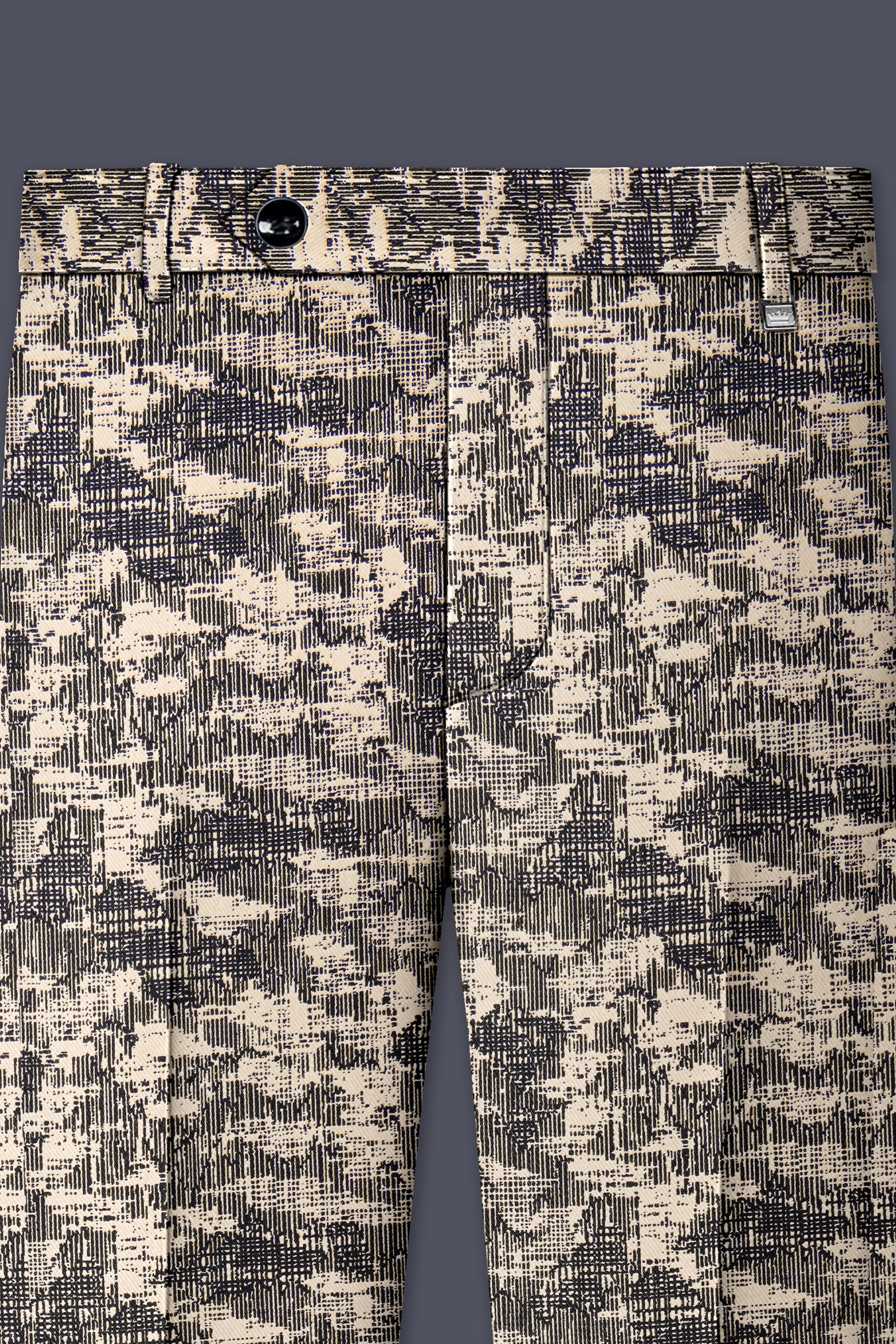 Bastille and Champagne Beige Abstract Printed Stretchable Waistband Pant