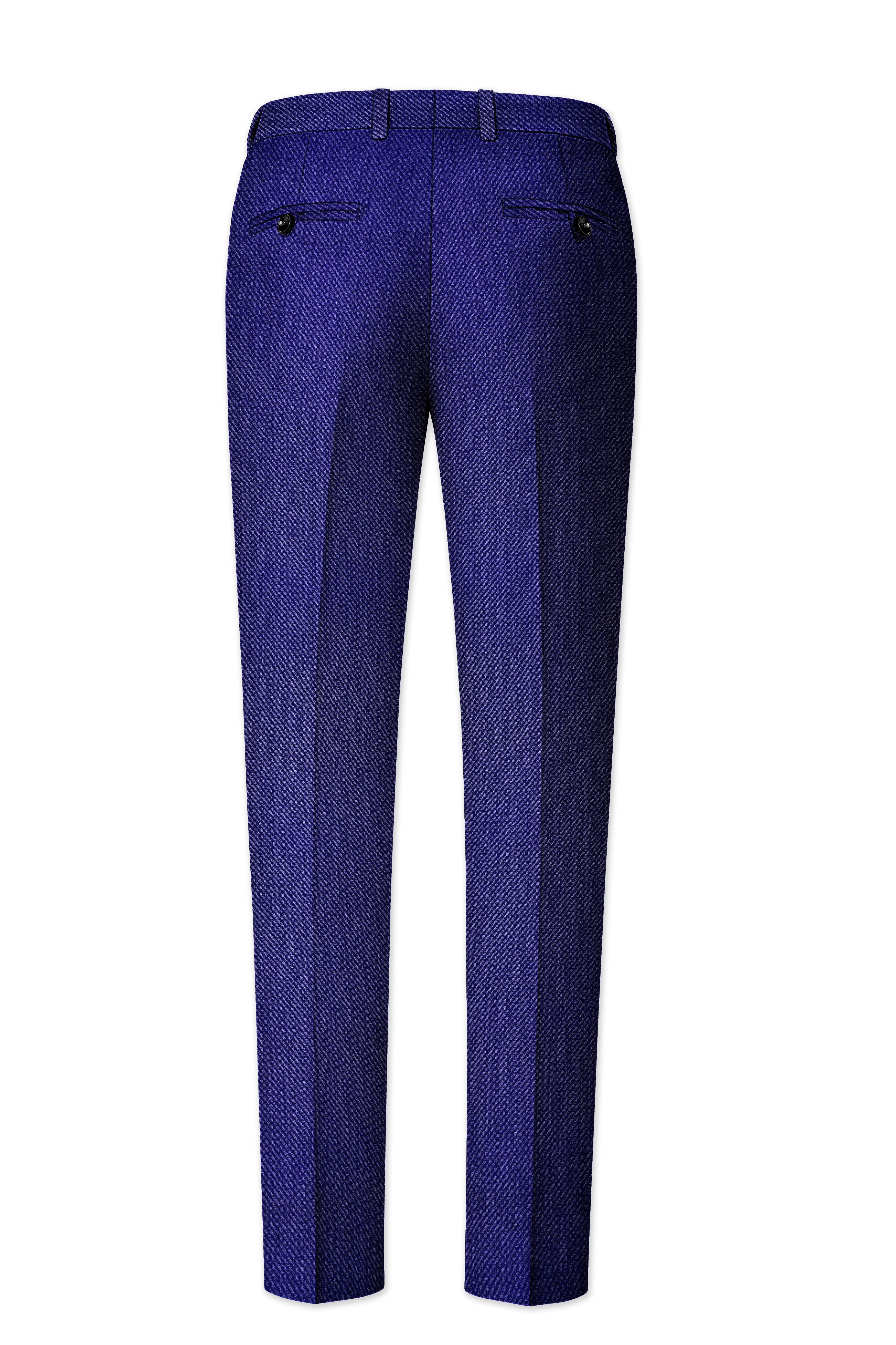 Jacarta Blue Textured Stretchable Waistband Pant
