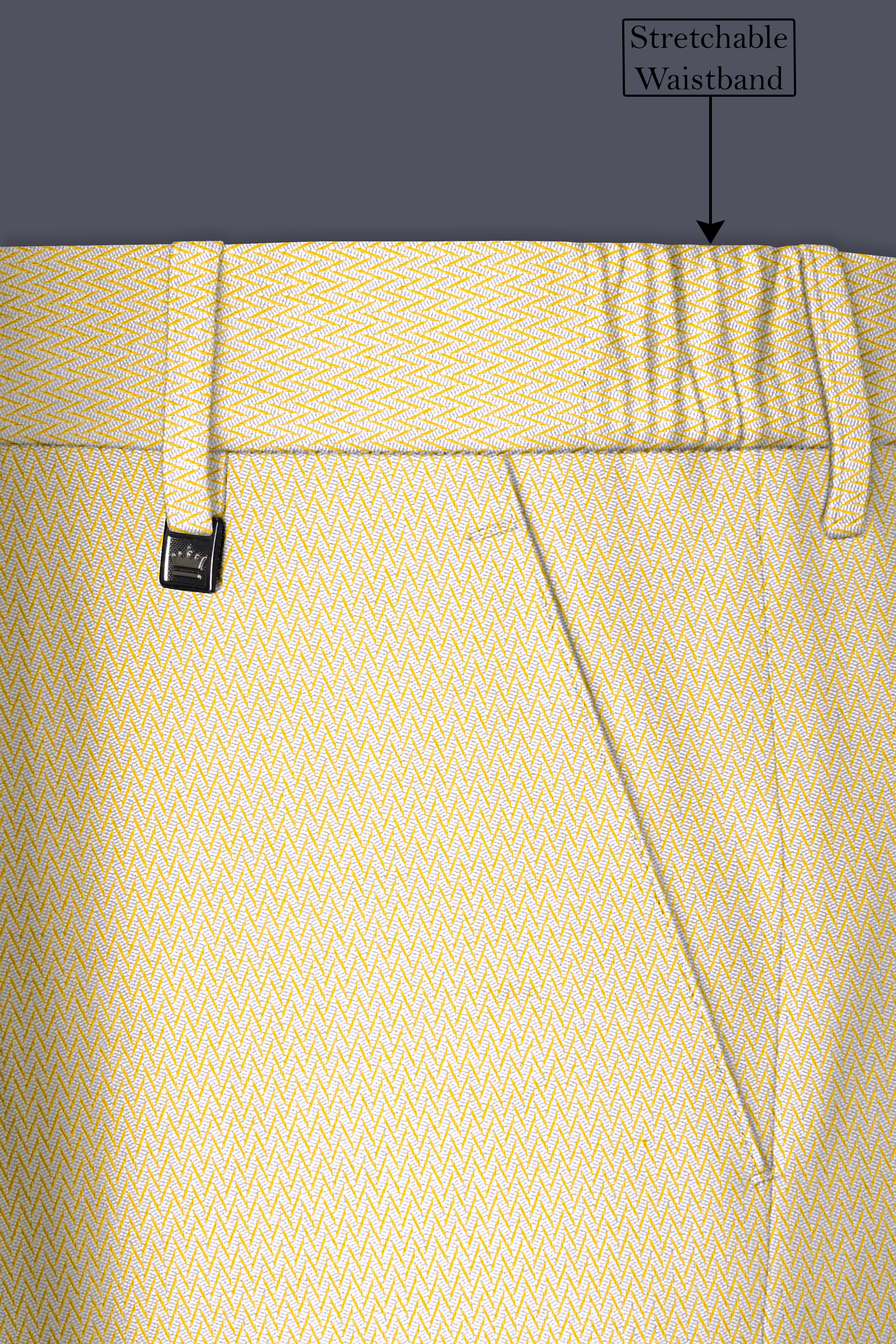 Cashmere Chevron Textured Stretchable Waistband Pant