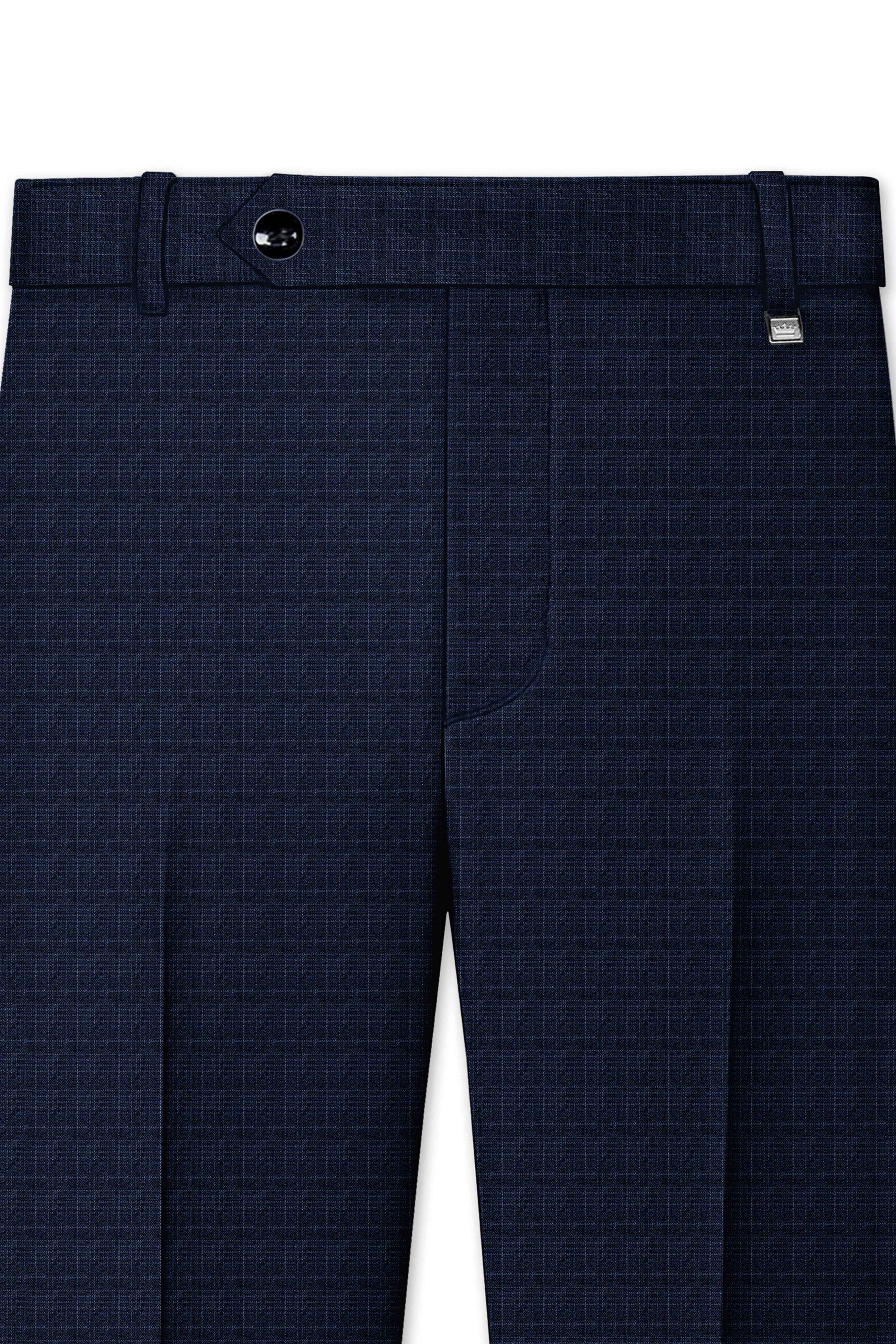 Ebony Clay Gray and Metallic Blue Plaid Pant