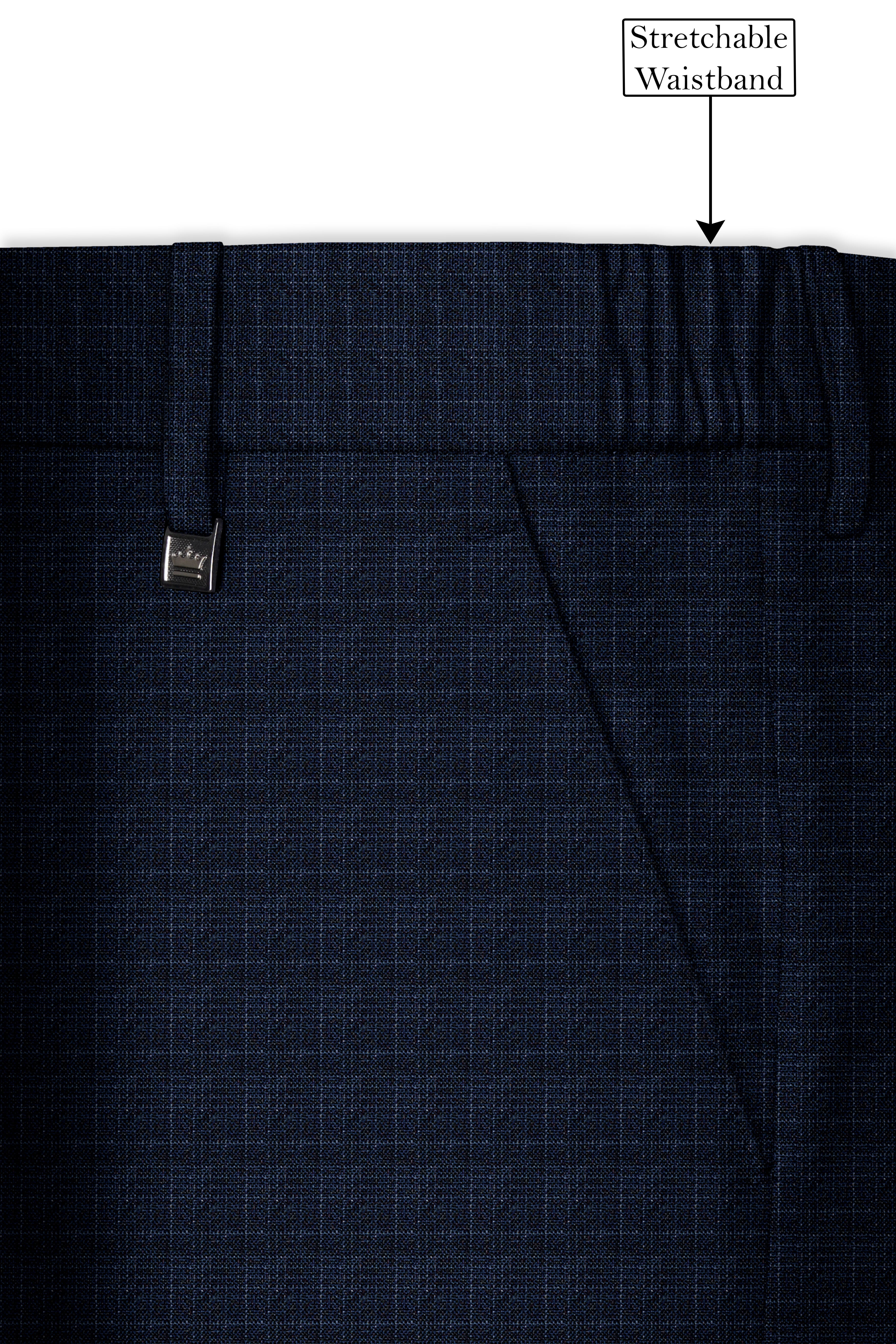 Ebony Clay Gray and Metallic Blue Plaid Pant
