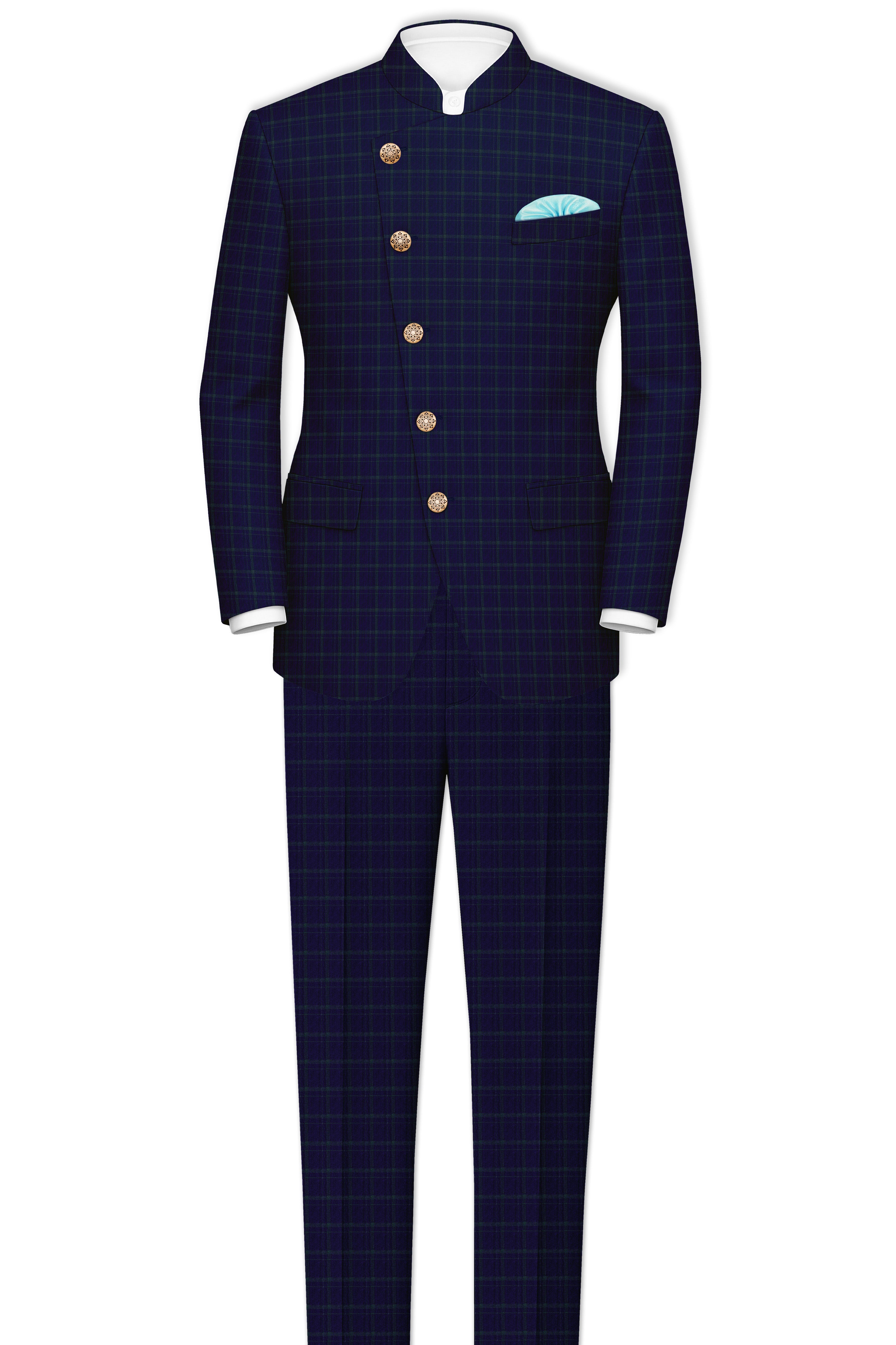 Mulled Wine Blue With Casper Gray Checkered Pant