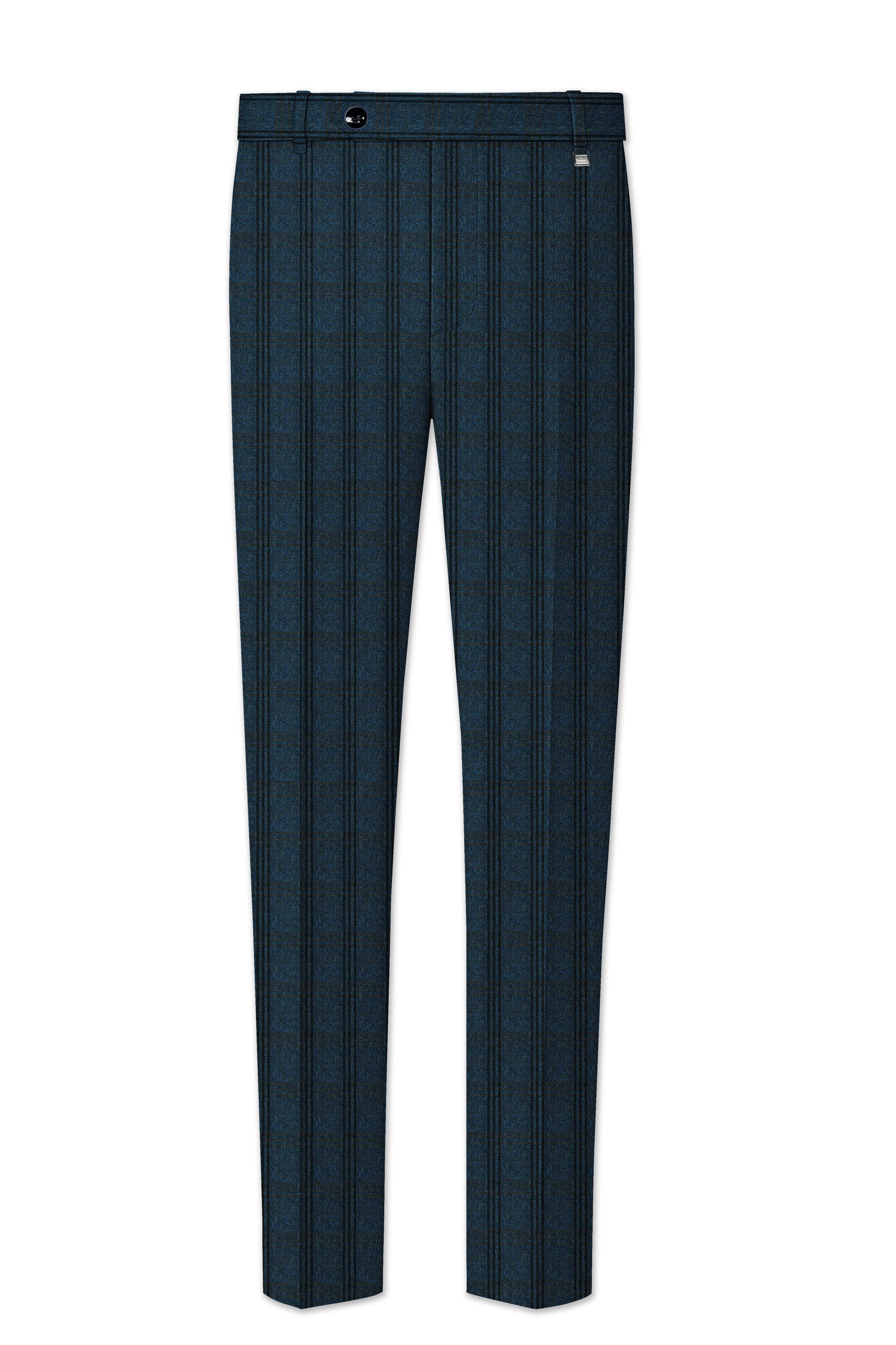Sapphire Blue With Black Plaid Pant