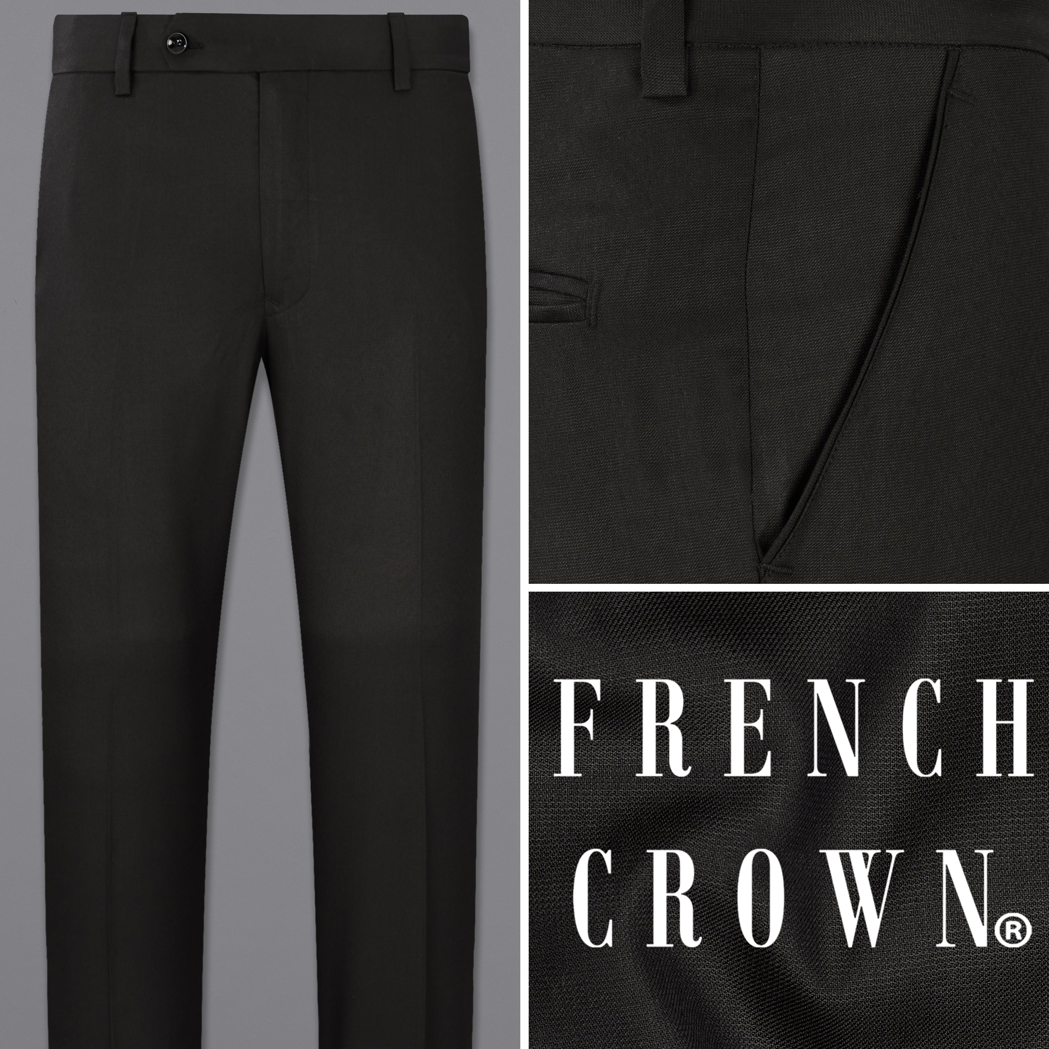 Zeus Black Textured Premium Terry-Rayon Pant For Men