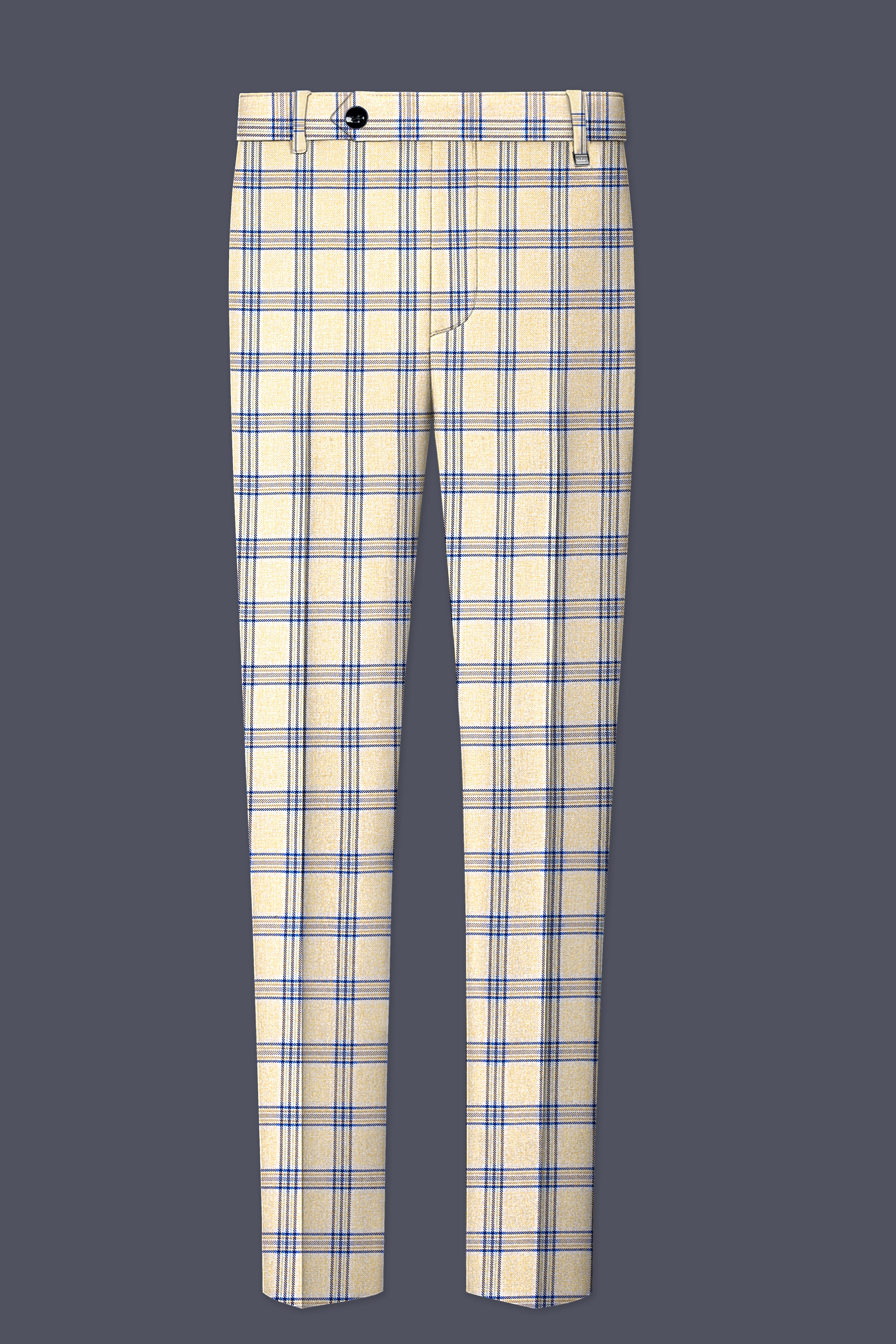 Coriander Light Brown with Rhino Blue Plaid Pant
