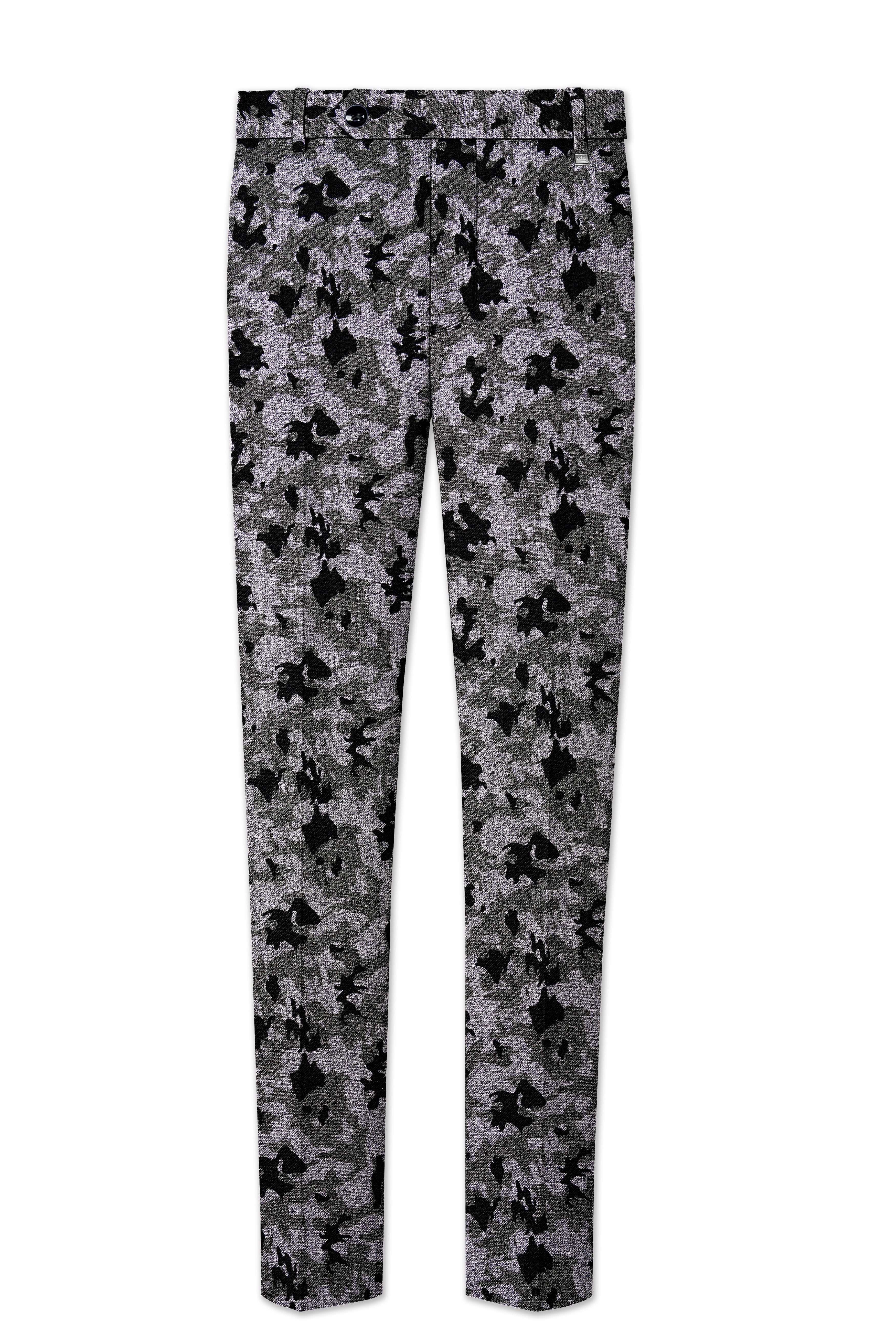 Scorpion Gray With Merlin Black Chintz Printed Stretchable Waistband Pant