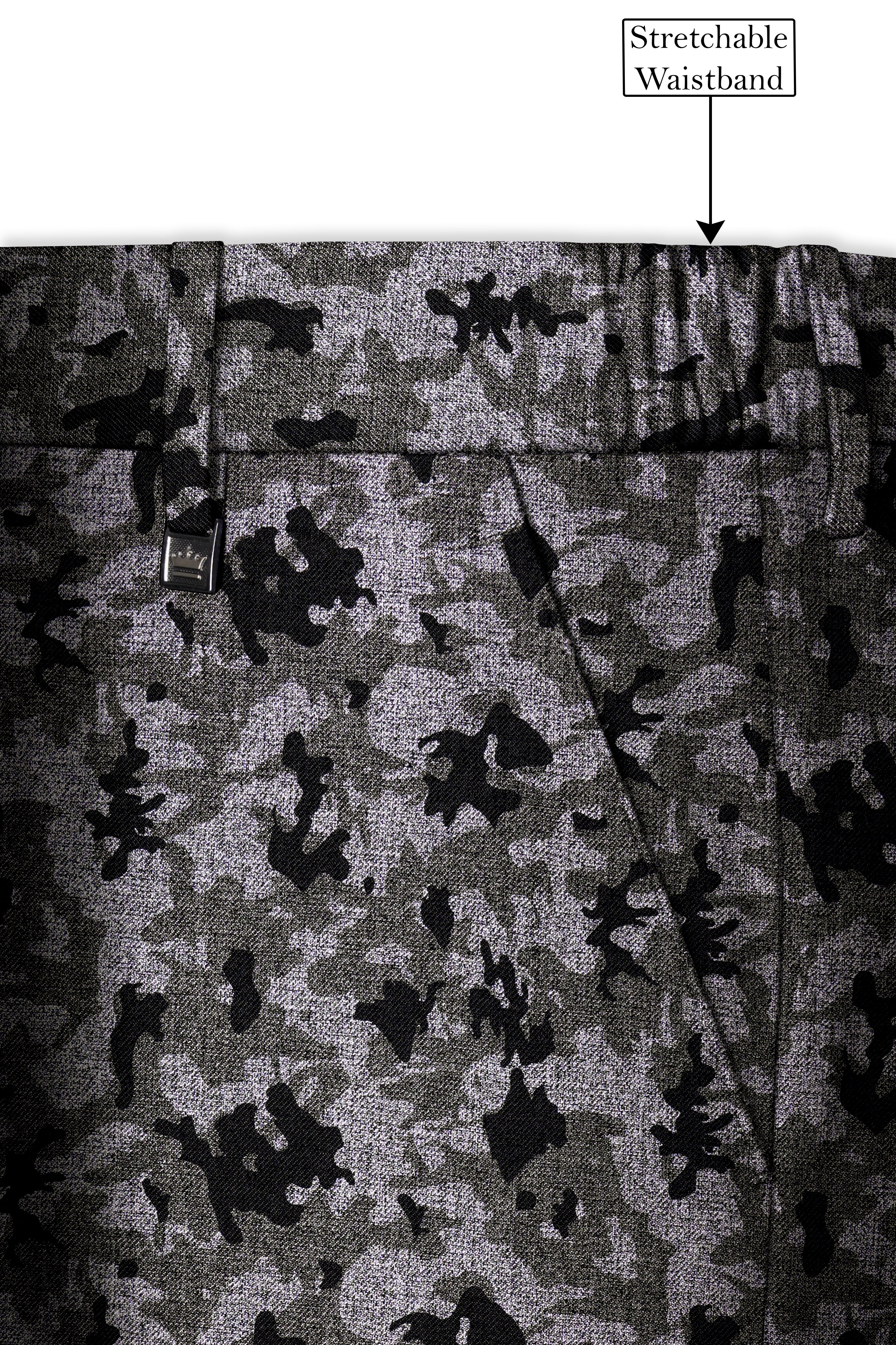 Scorpion Gray With Merlin Black Chintz Printed Stretchable Waistband Pant