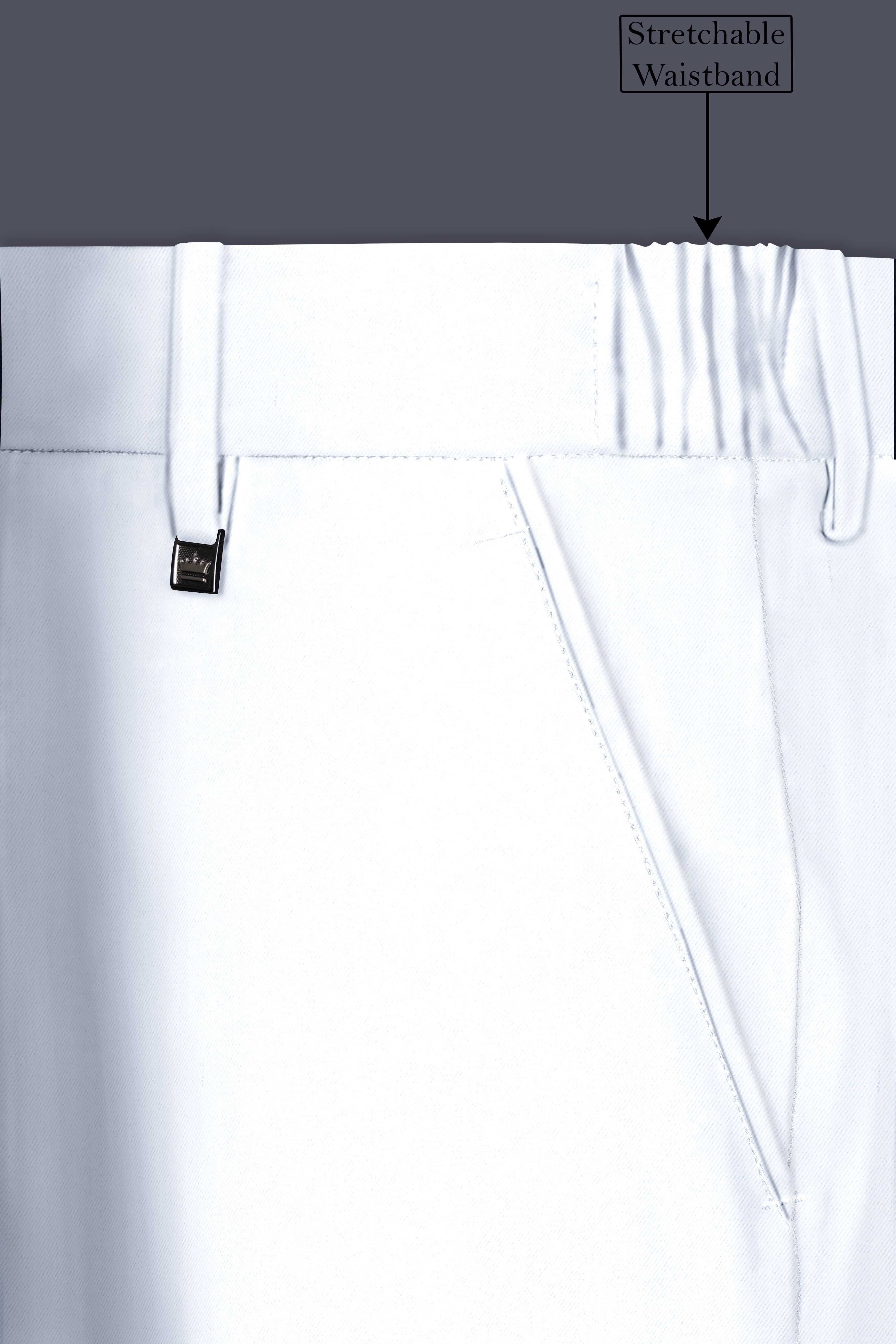 Bright White Subtle Sheen Stretchable Waistband traveler Pants