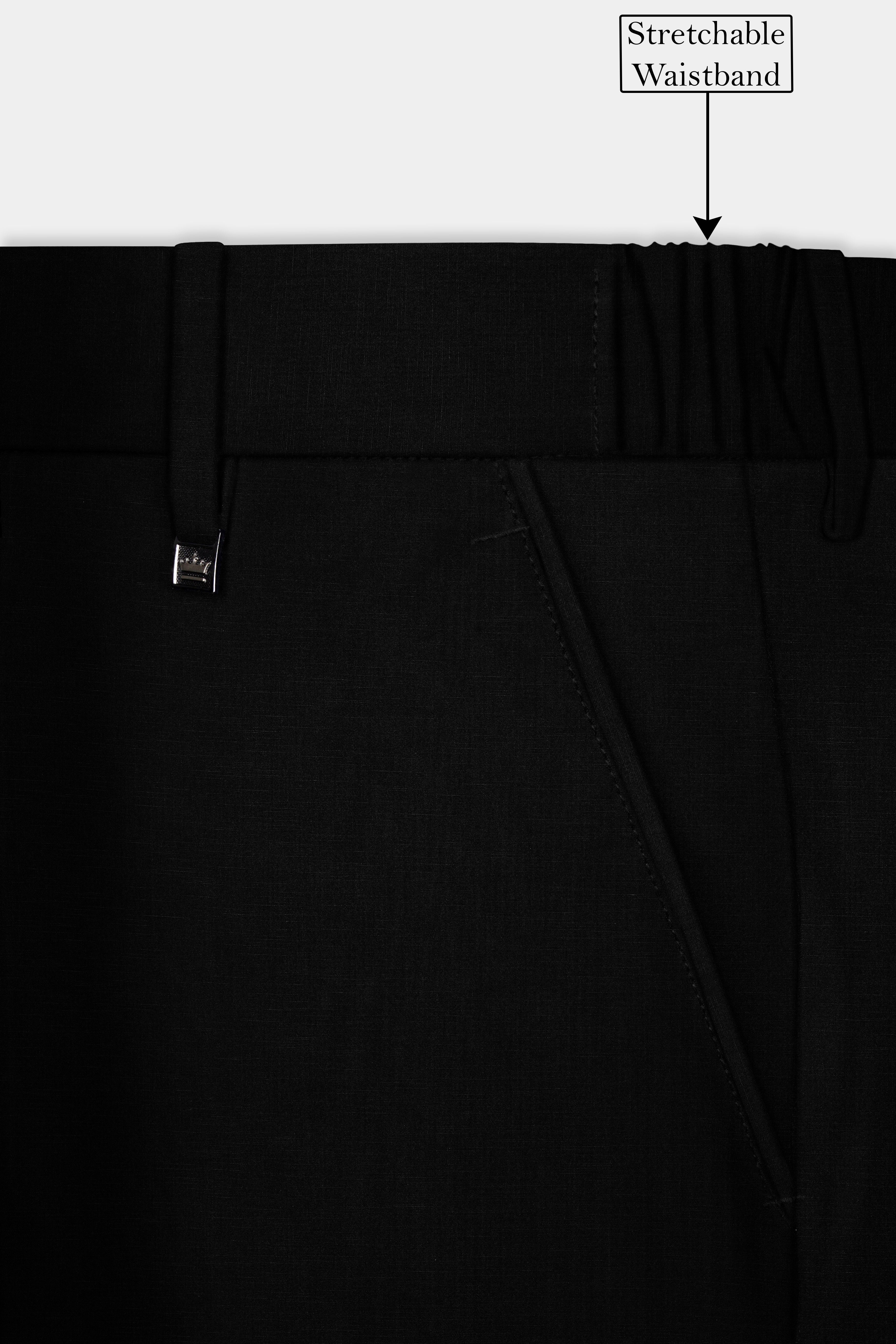 Jade Black Subtle Sheen Stretchable Waistband traveler Pants