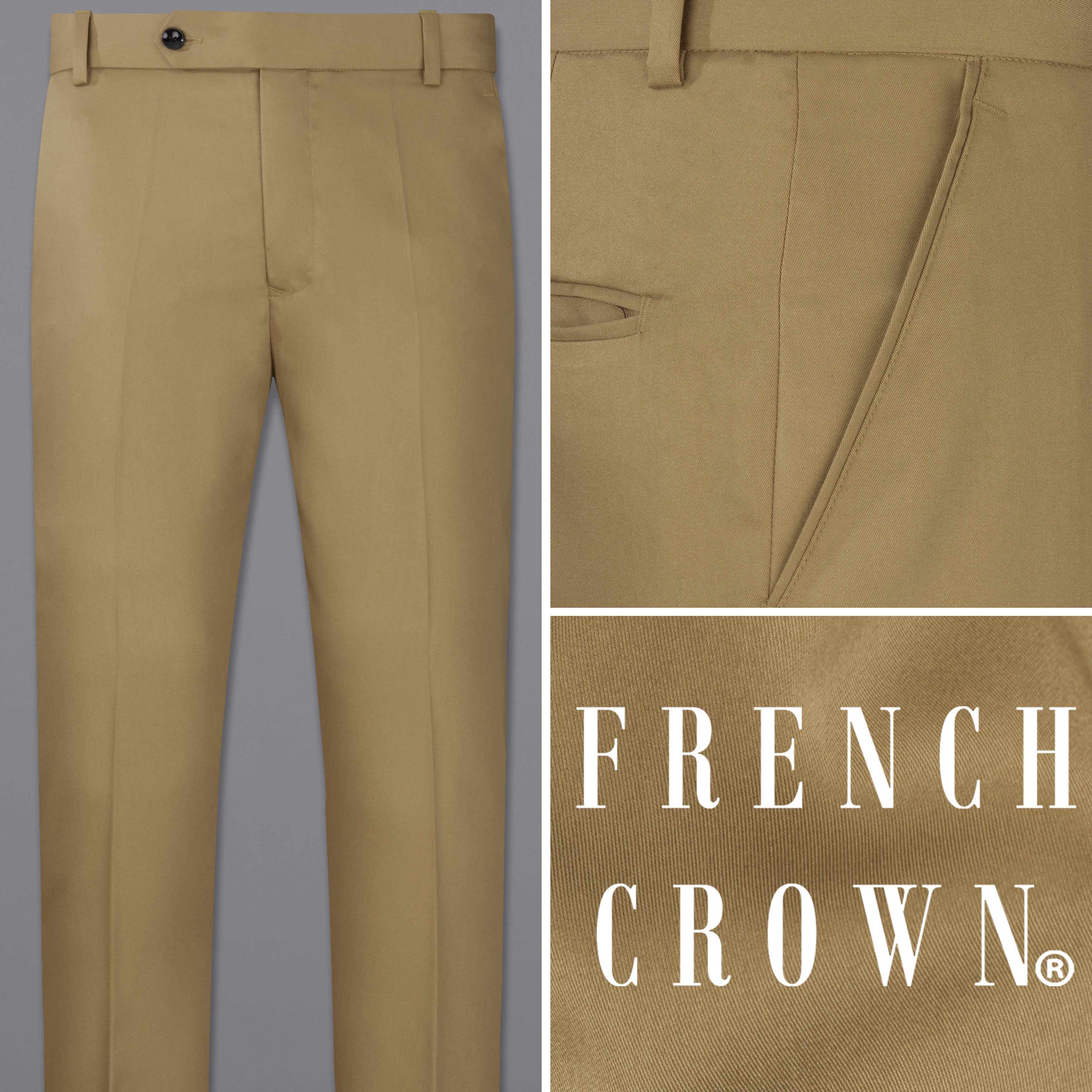 Clay Creek Brown Plain-Solid Regular Fit Terry-Rayon Pant For Men
