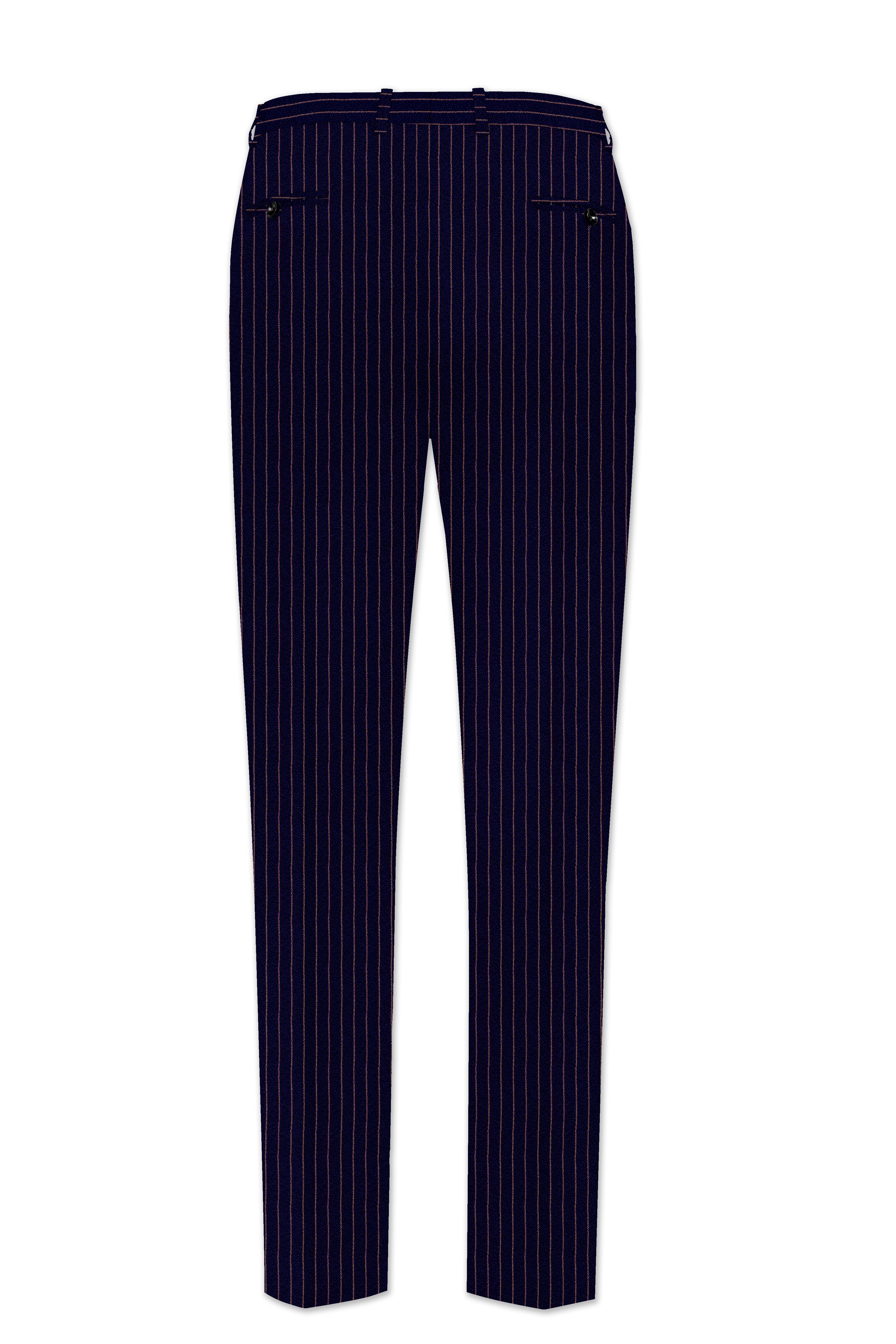 Tuna Navy Blue with Coral Reef Brown Striped Pants