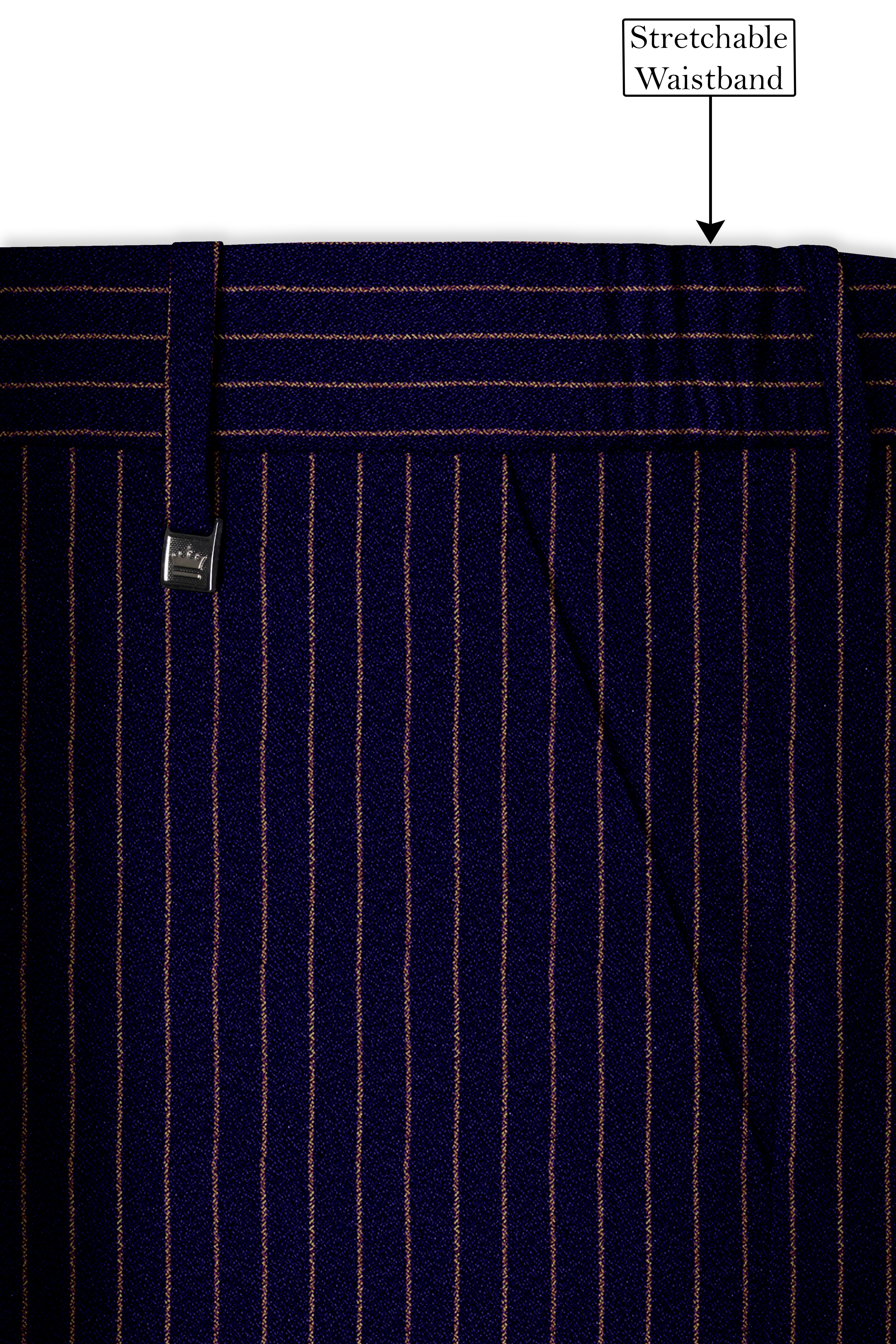 Tuna Navy Blue with Coral Reef Brown Striped Pants