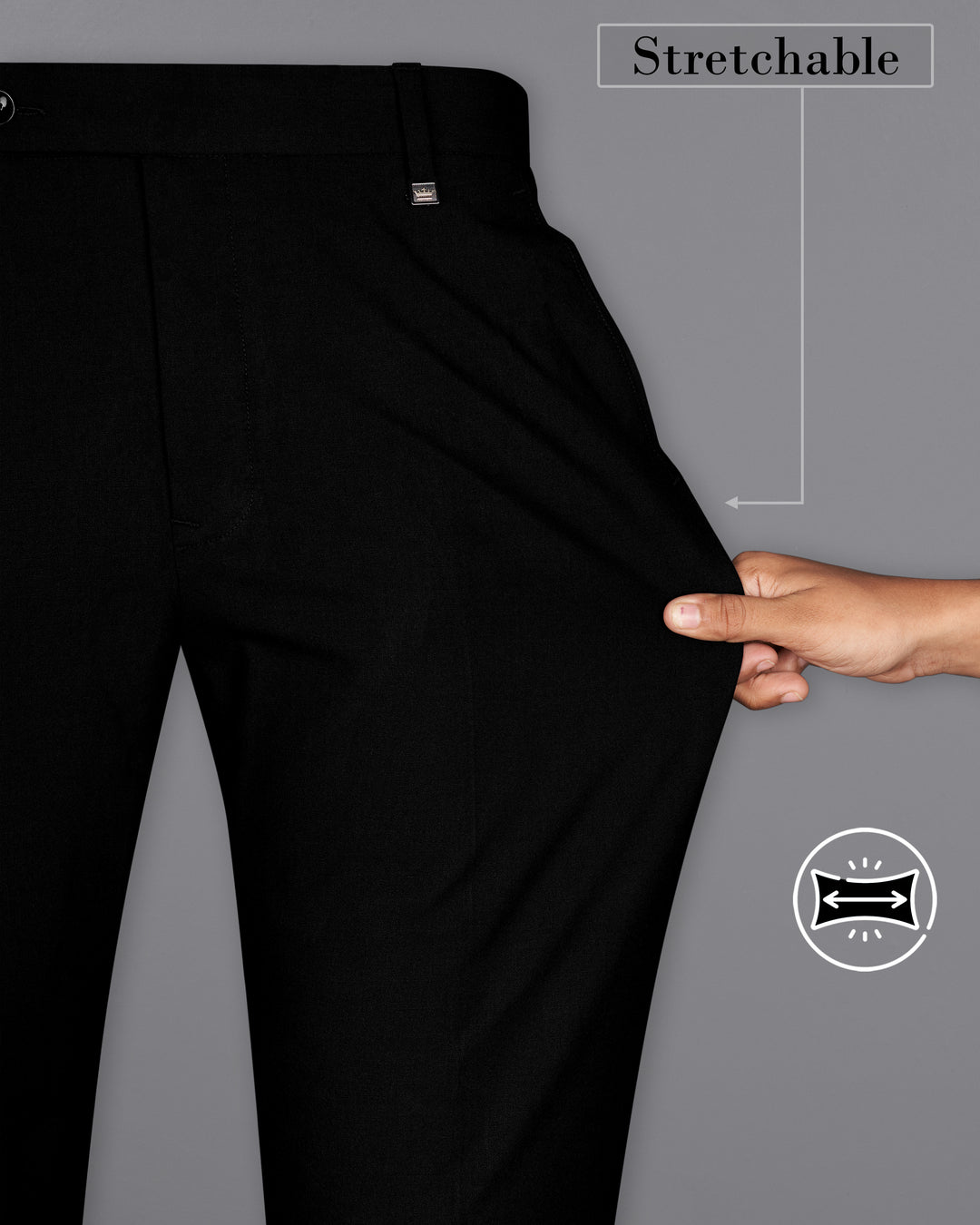 Jade Black Textured Wool Blend Pant