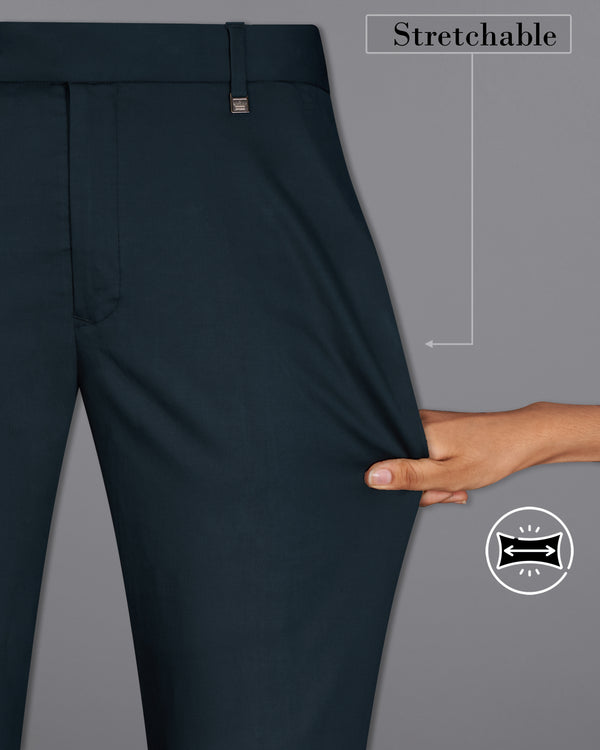 Timber Sea Blue Solid Stretchable Premium Cotton traveler Pant