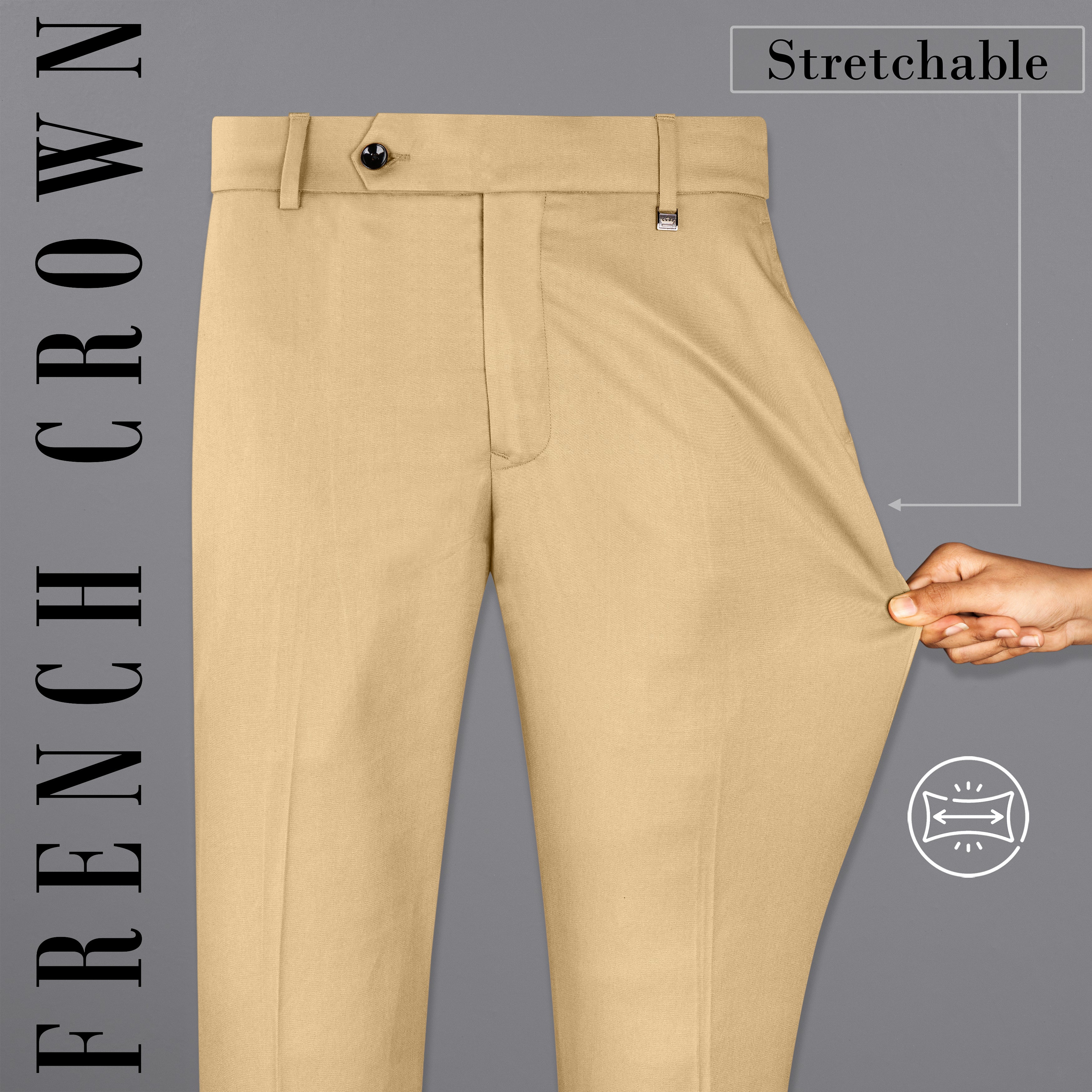 Bastille Grey Plain-Solid Regular Fit Cotton Pants For Men