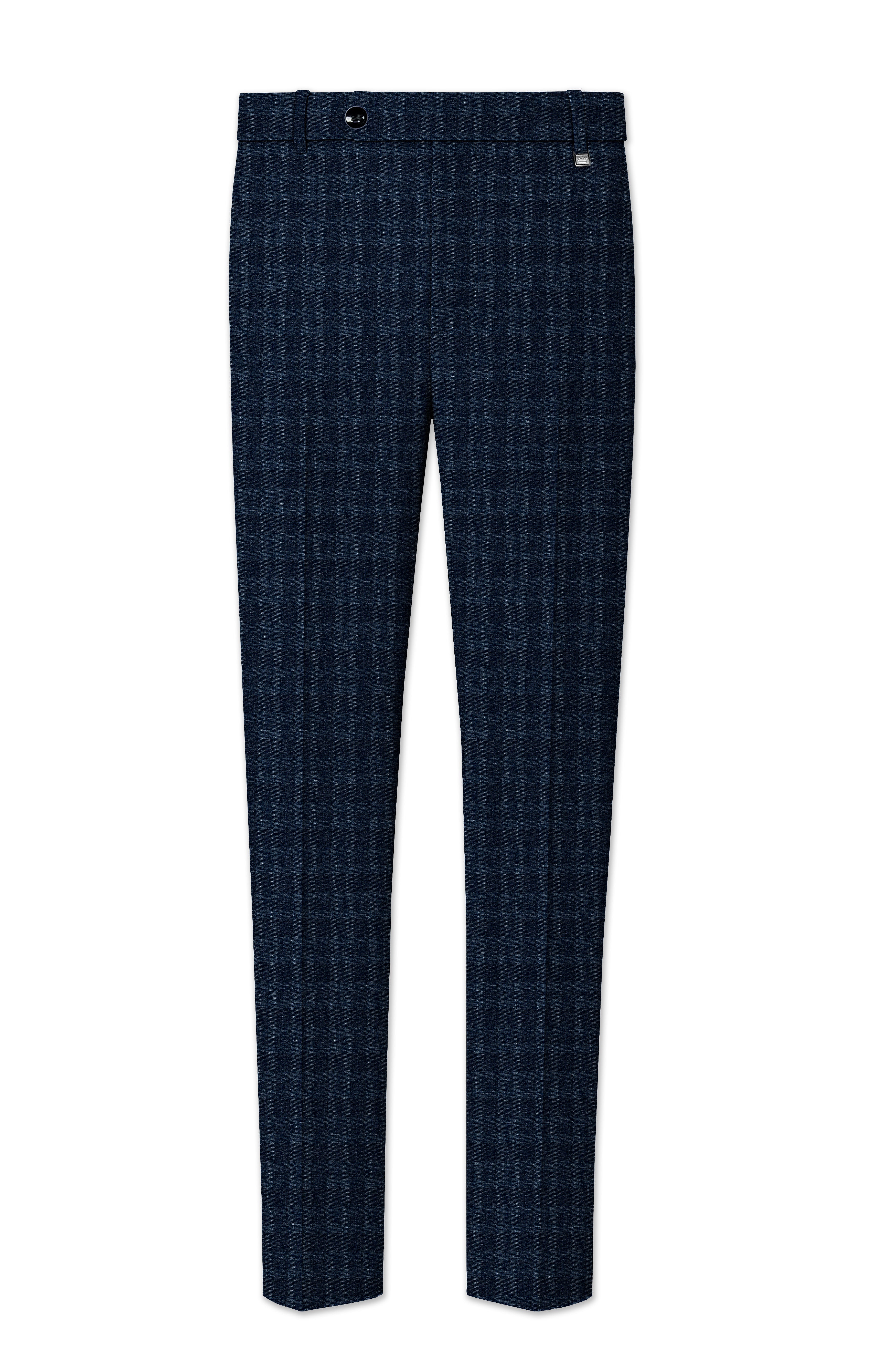 Baltic Sea Blue with Tuna Navy Blue Checkered Wool Rich Pant