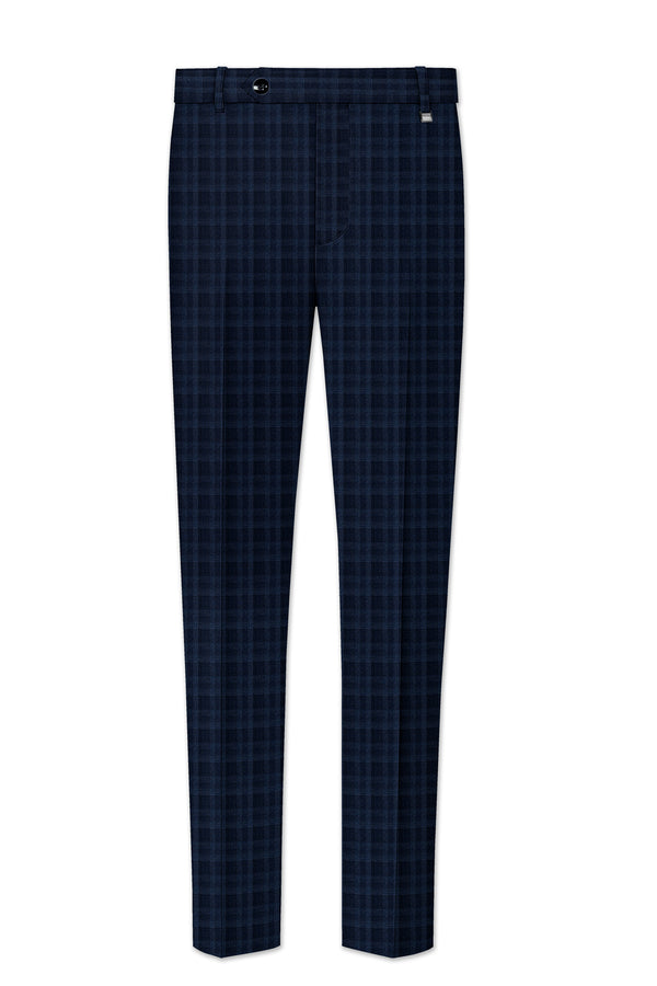 Baltic Sea Blue with Tuna Blue Checkered Wool Rich Pant