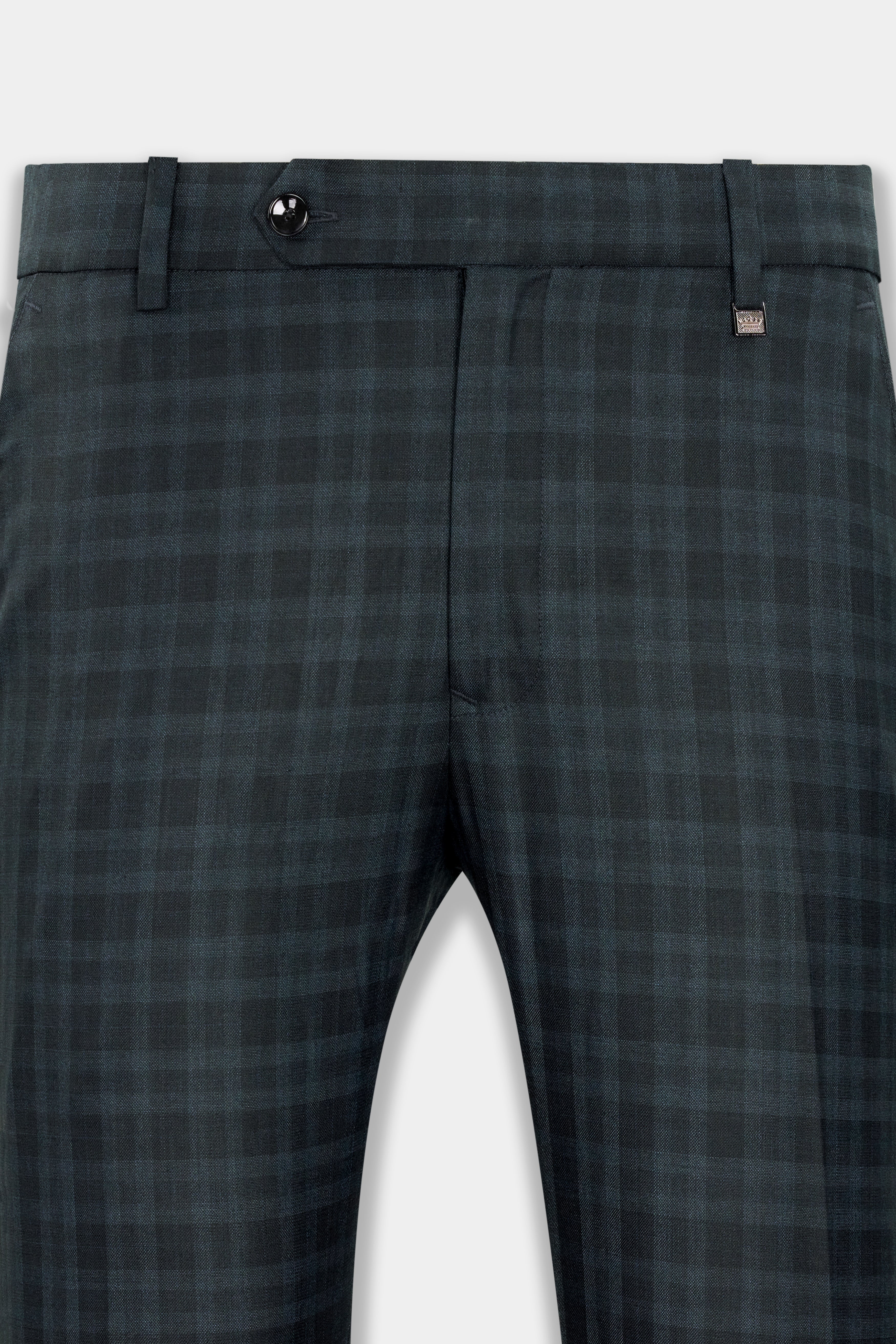 Baltic Sea Blue with Tuna Navy Blue Checkered Wool Rich Pant T2738-28, T2738-30, T2738-32, T2738-34, T2738-36, T2738-38, T2738-40, T2738-42, T2738-44