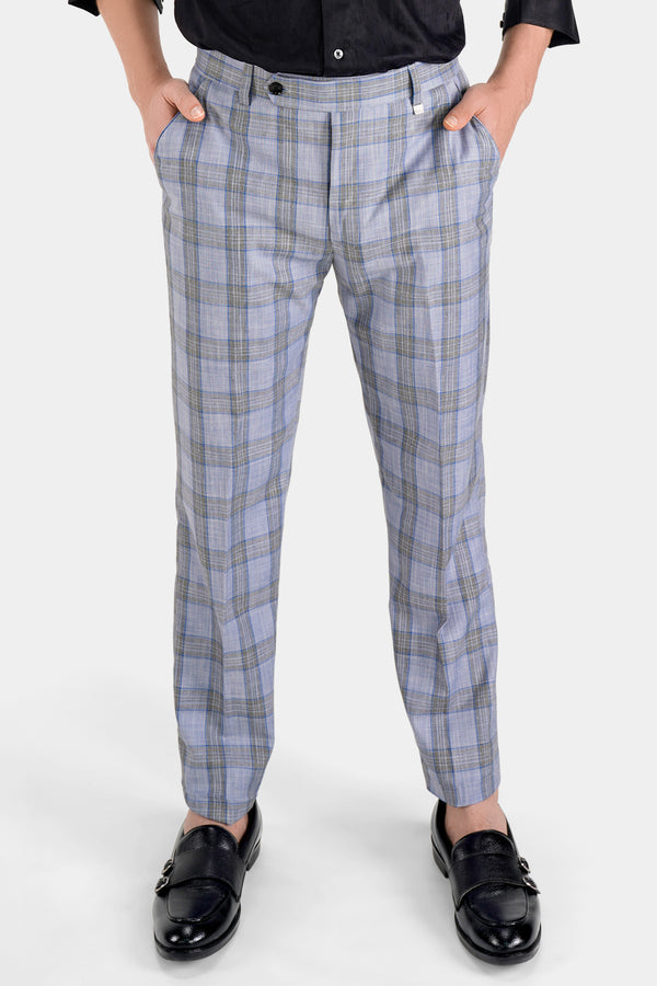 Slate Gray with Tapa Brown Plaid Wool Rich Pant T2743-28, T2743-30, T2743-32, T2743-34, T2743-36, T2743-38, T2743-40, T2743-42, T2743-44