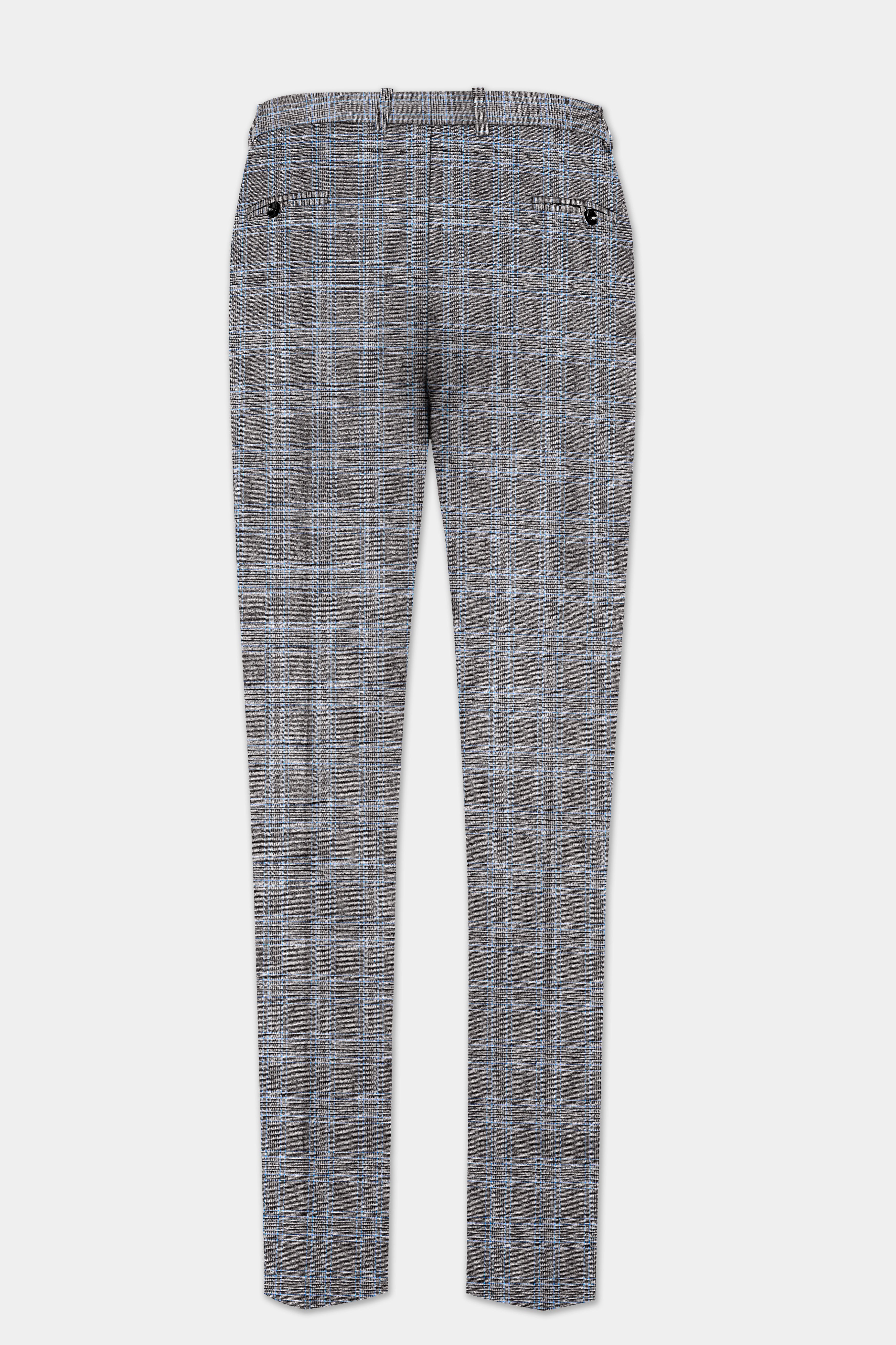 Dorado Blue with Casper Gray Plaid Wool Rich Pant