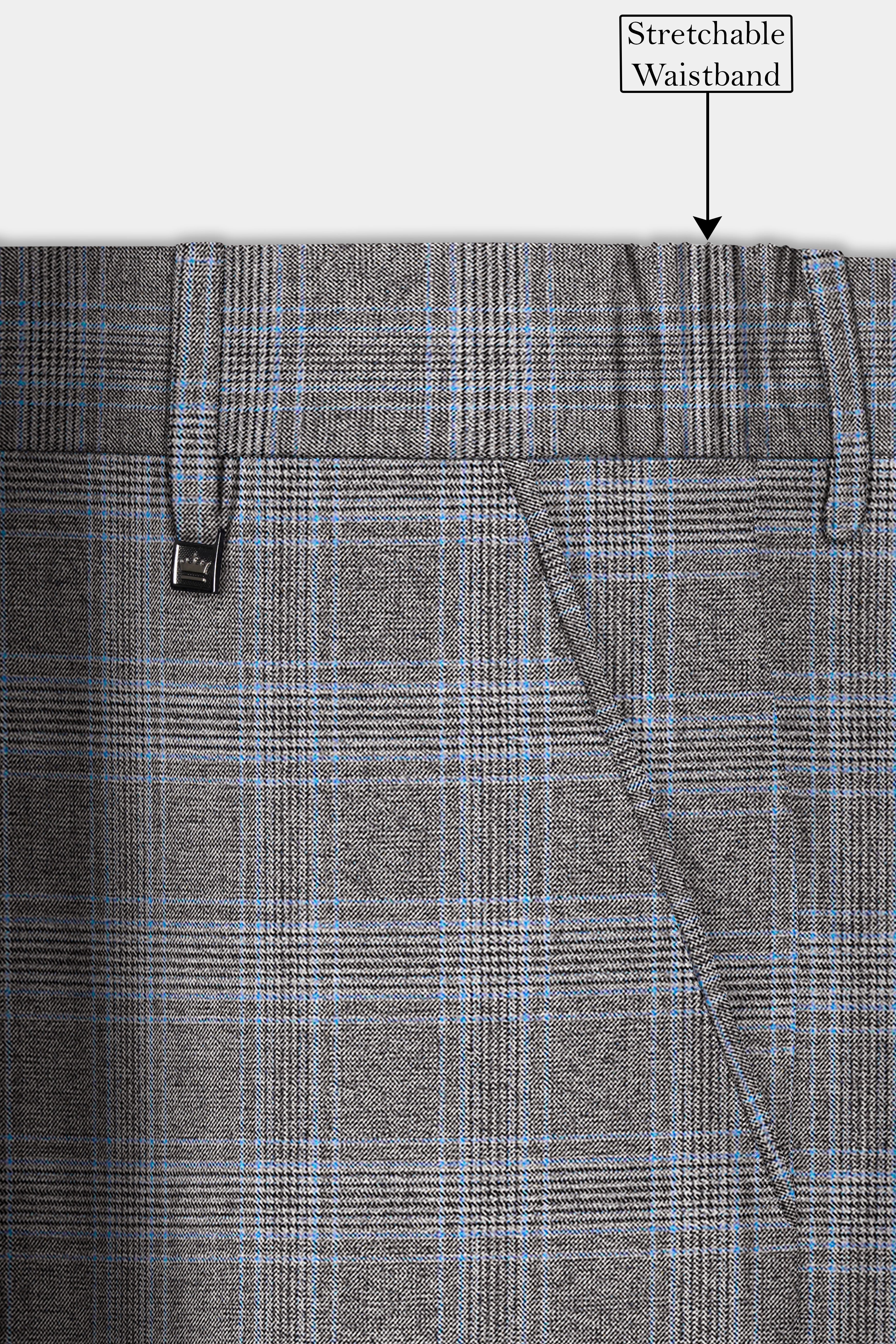 Dorado Blue with Casper Gray Plaid Wool Rich Pant