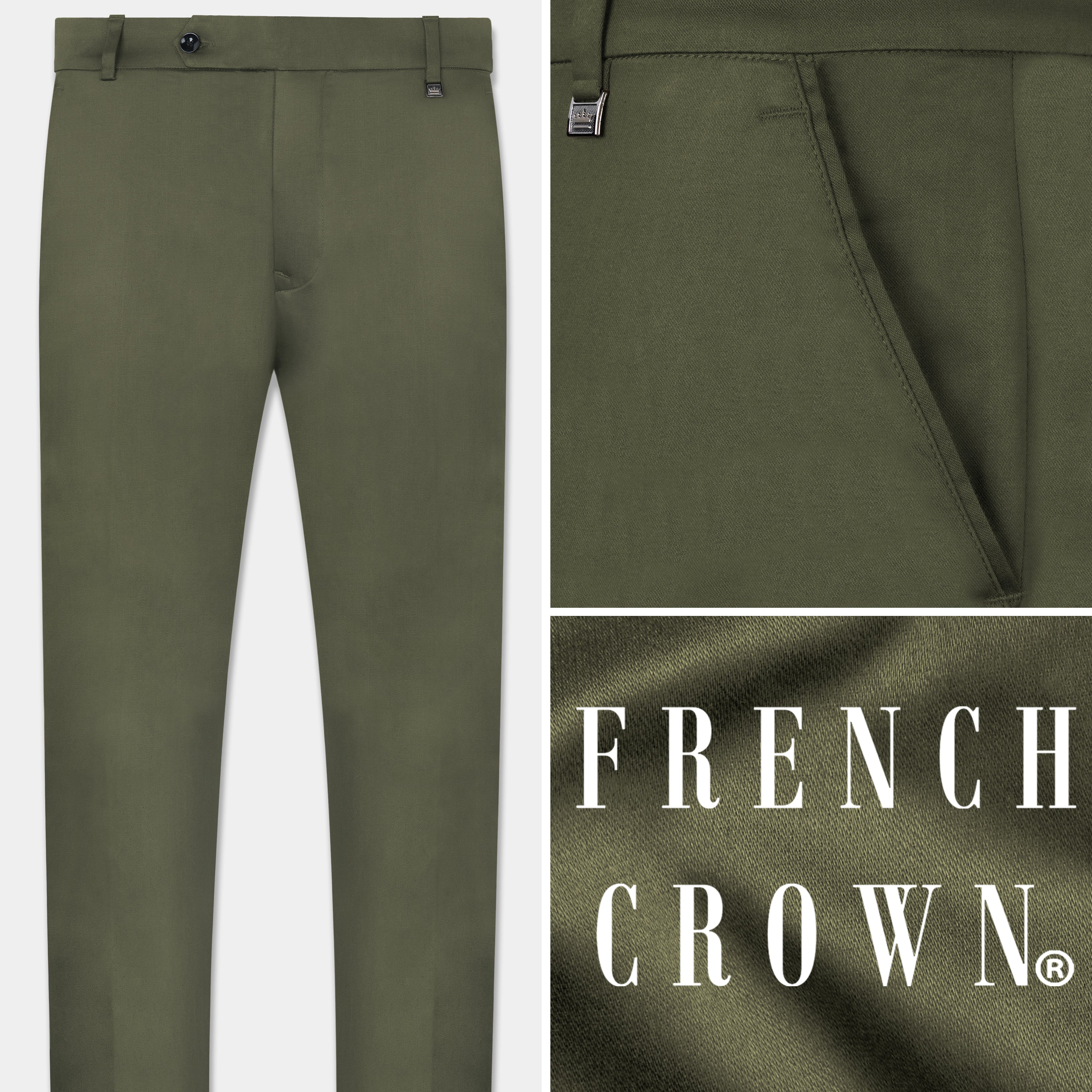 Buy FRENCH CROWN Men Textured Mid Rise Regular Fit Tailored Formal Trousers  - Trousers for Men 25534416 | Myntra
