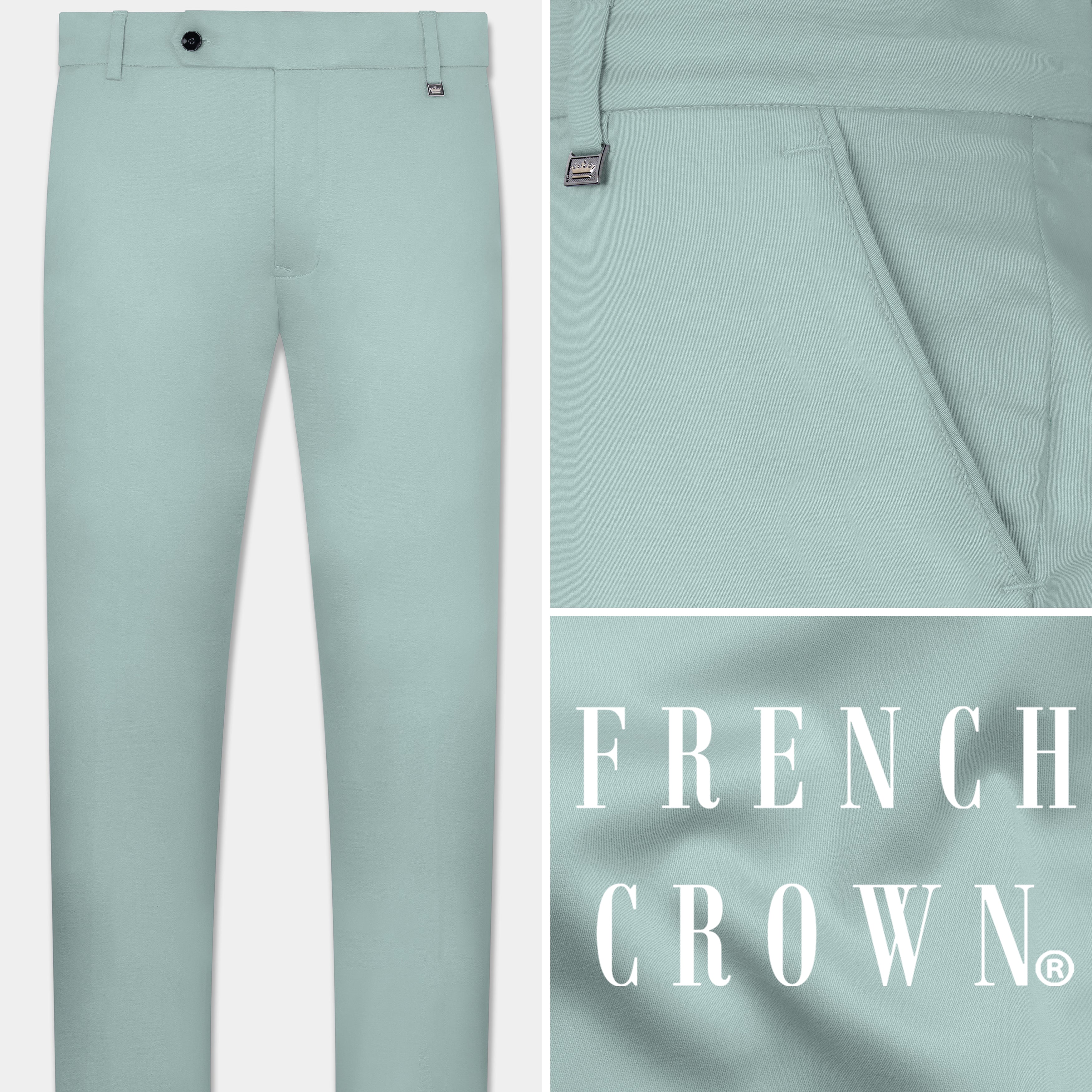 Edward Blue Plain-Solid Premium Cotton Pant For Men