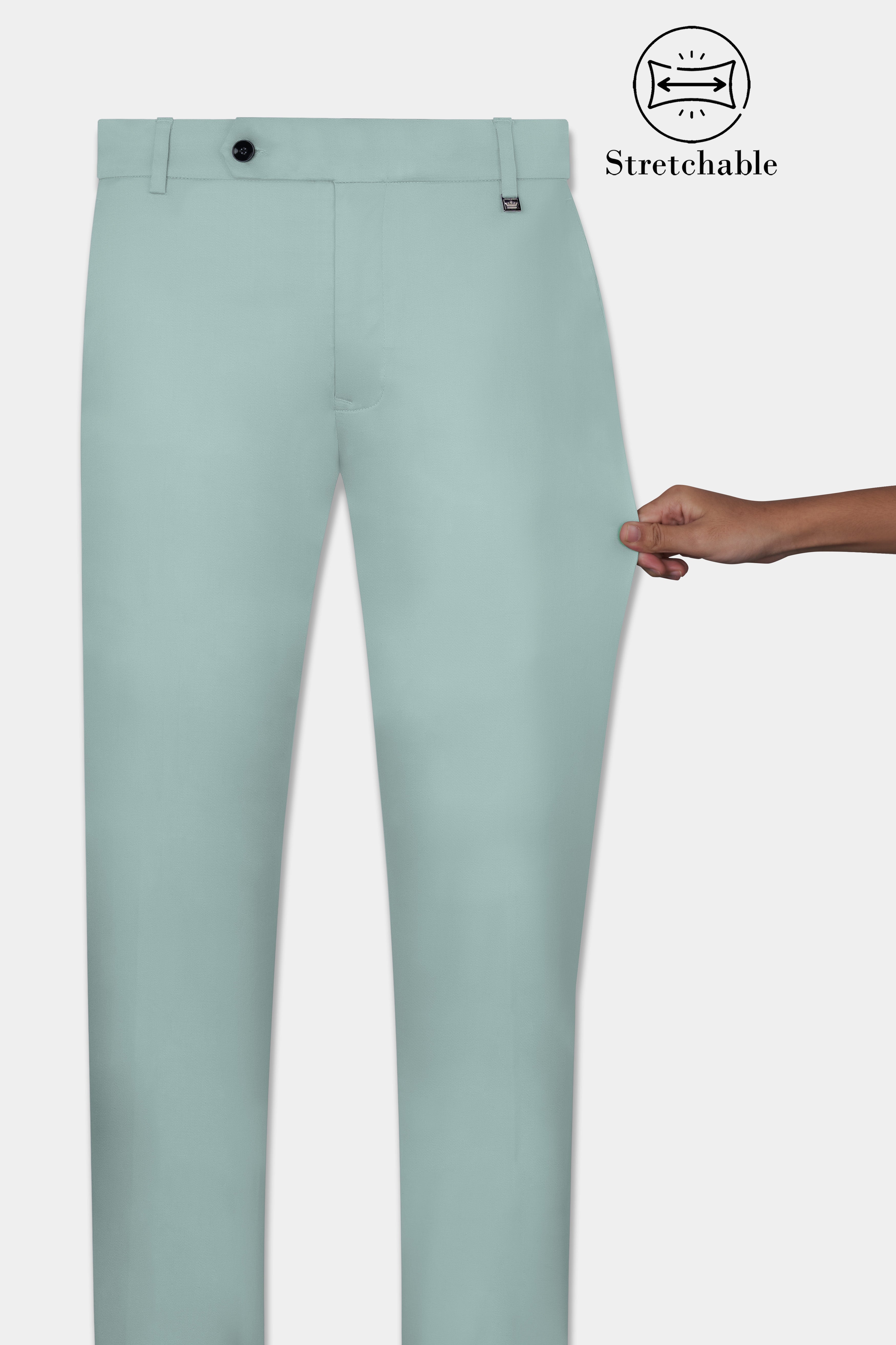 Edward Blue Plain-Solid Premium Cotton Pant For Men