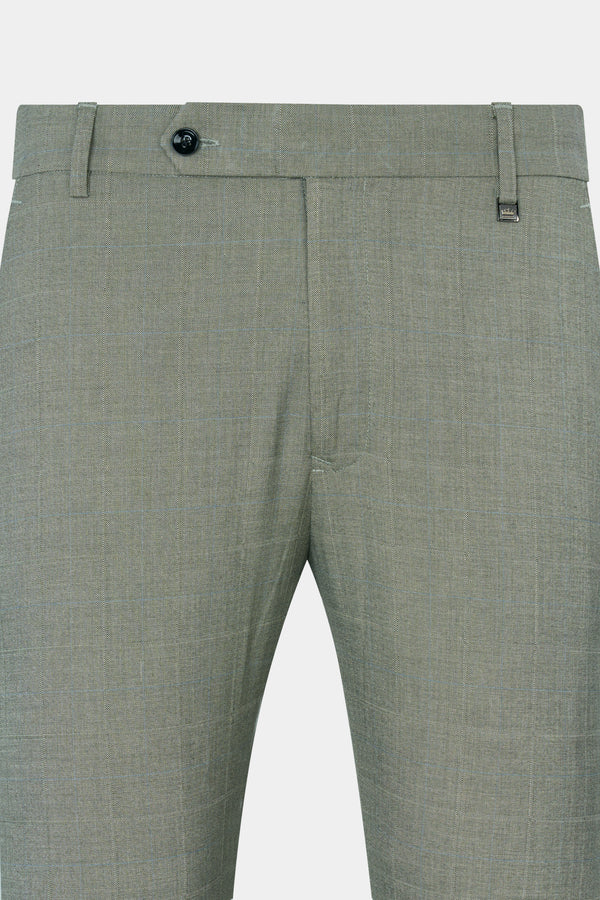 Davys Green with Horizontal Stitches Wool Rich Pant