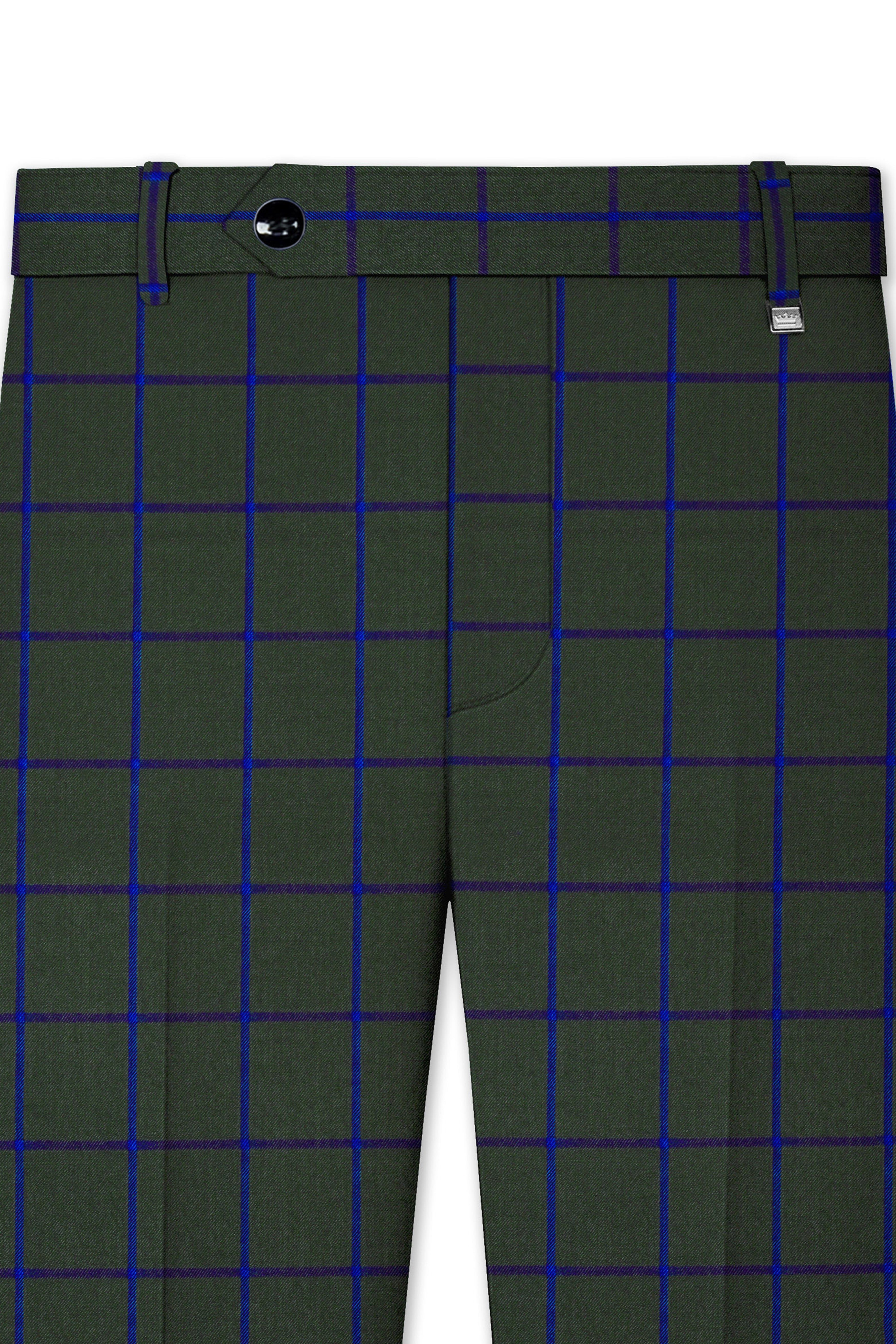 90’sCOMMEdesGARCONSHOMMEPLUS2tuck slacks Kombu Green Checks-Plaid Premium Wool Blend Pant For Men