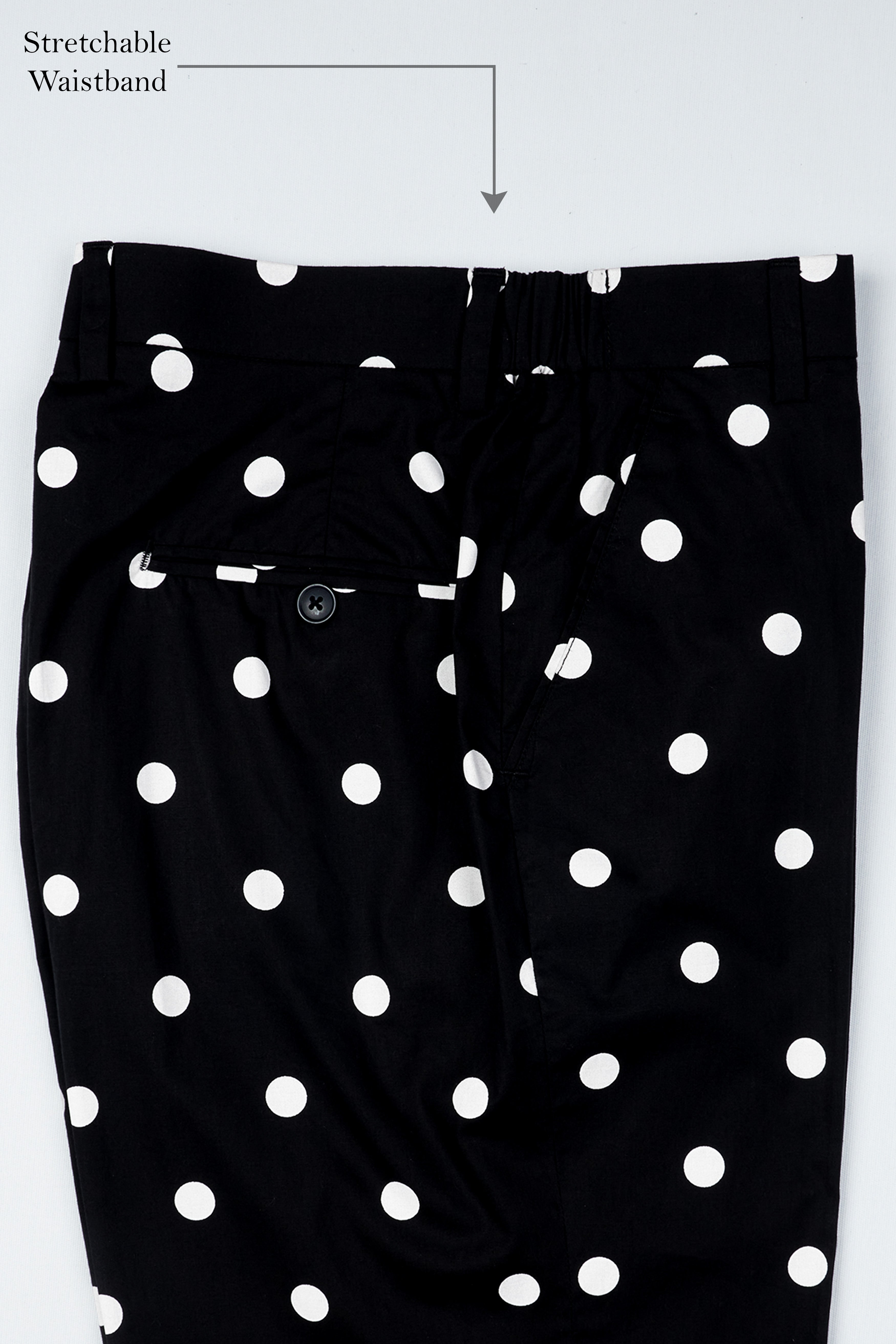Jade Black with White Polka Dotted Premium Cotton Pant T2844-SW-28, T2844-SW-30, T2844-SW-32, T2844-SW-34, T2844-SW-36, T2844-SW-38, T2844-SW-40, T2844-SW-42, T2844-SW-44