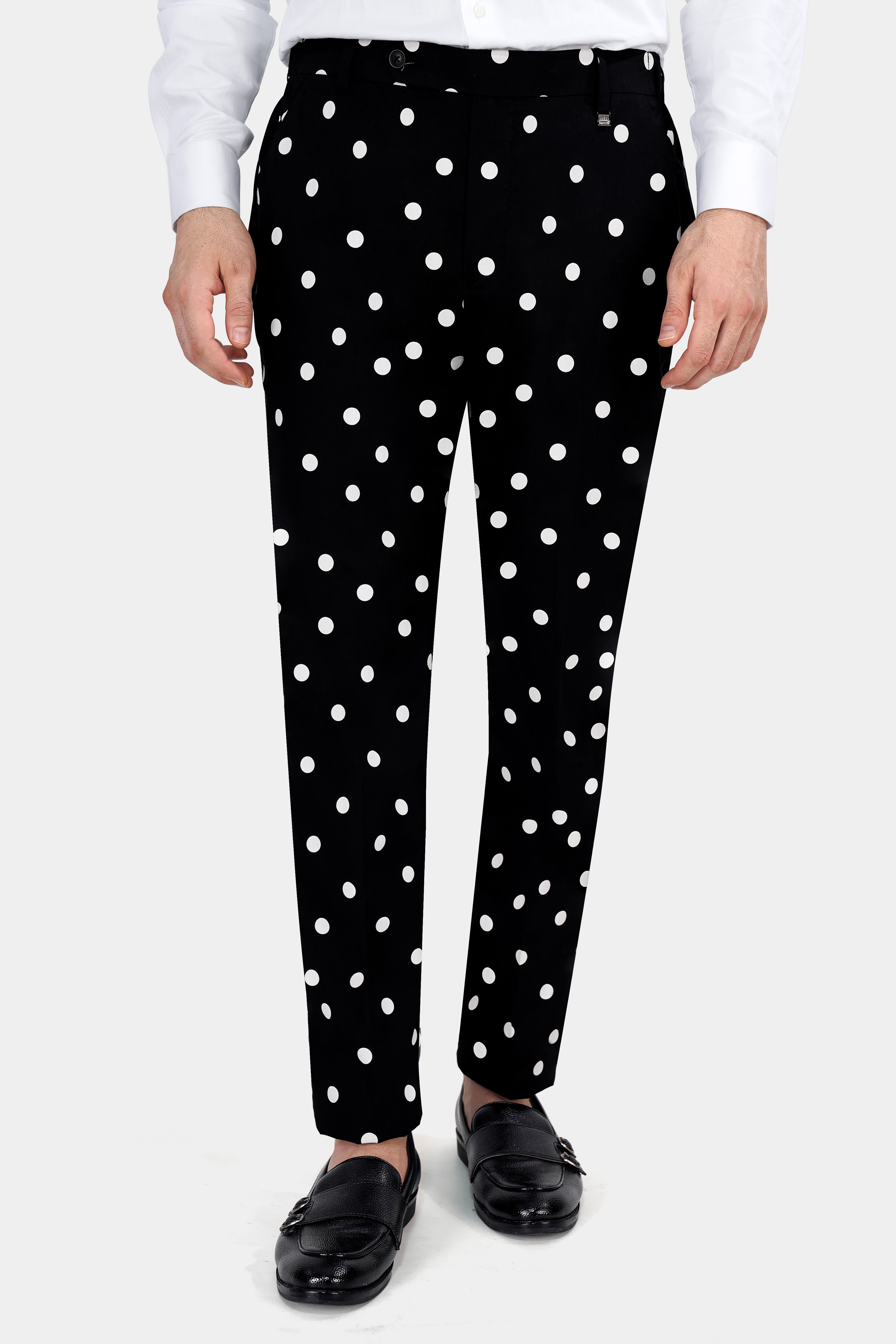 Jade Black with White Polka Dotted Premium Cotton Pant T2844-SW-28, T2844-SW-30, T2844-SW-32, T2844-SW-34, T2844-SW-36, T2844-SW-38, T2844-SW-40, T2844-SW-42, T2844-SW-44