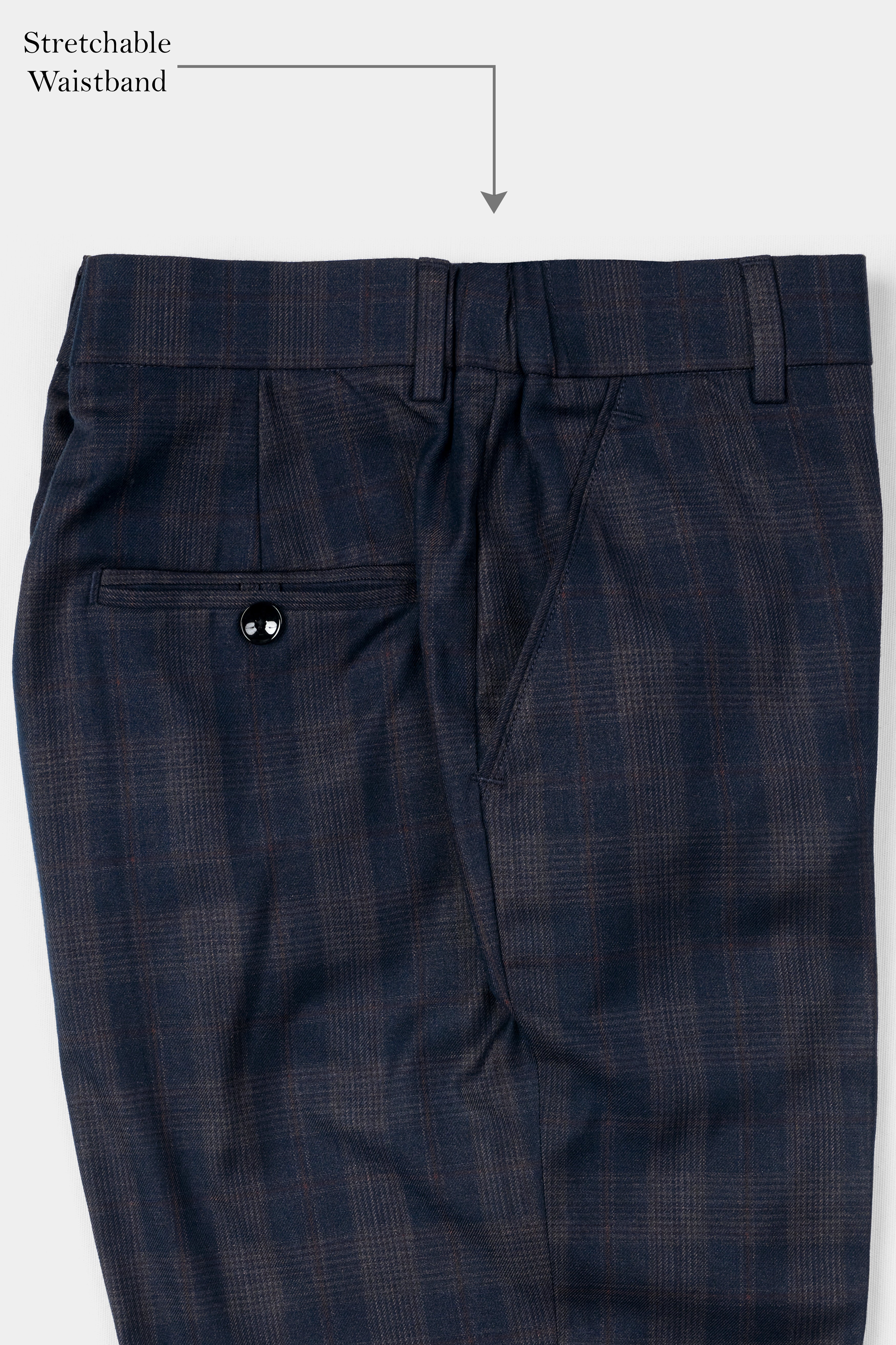 Admiral Blue and Cinereous Brown Plaid Wool Rich Pant T2872-28, T2872-30, T2872-32, T2872-34, T2872-36, T2872-38, T2872-40, T2872-42, T2872-44