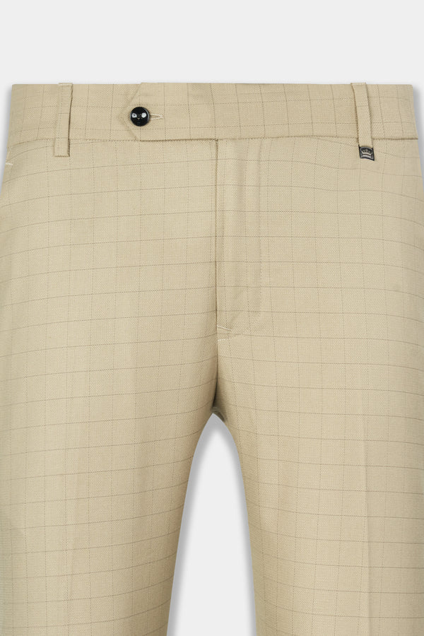 Pavlova Brown with Taupe Brown Checkered Dobby Wool Rich Pant