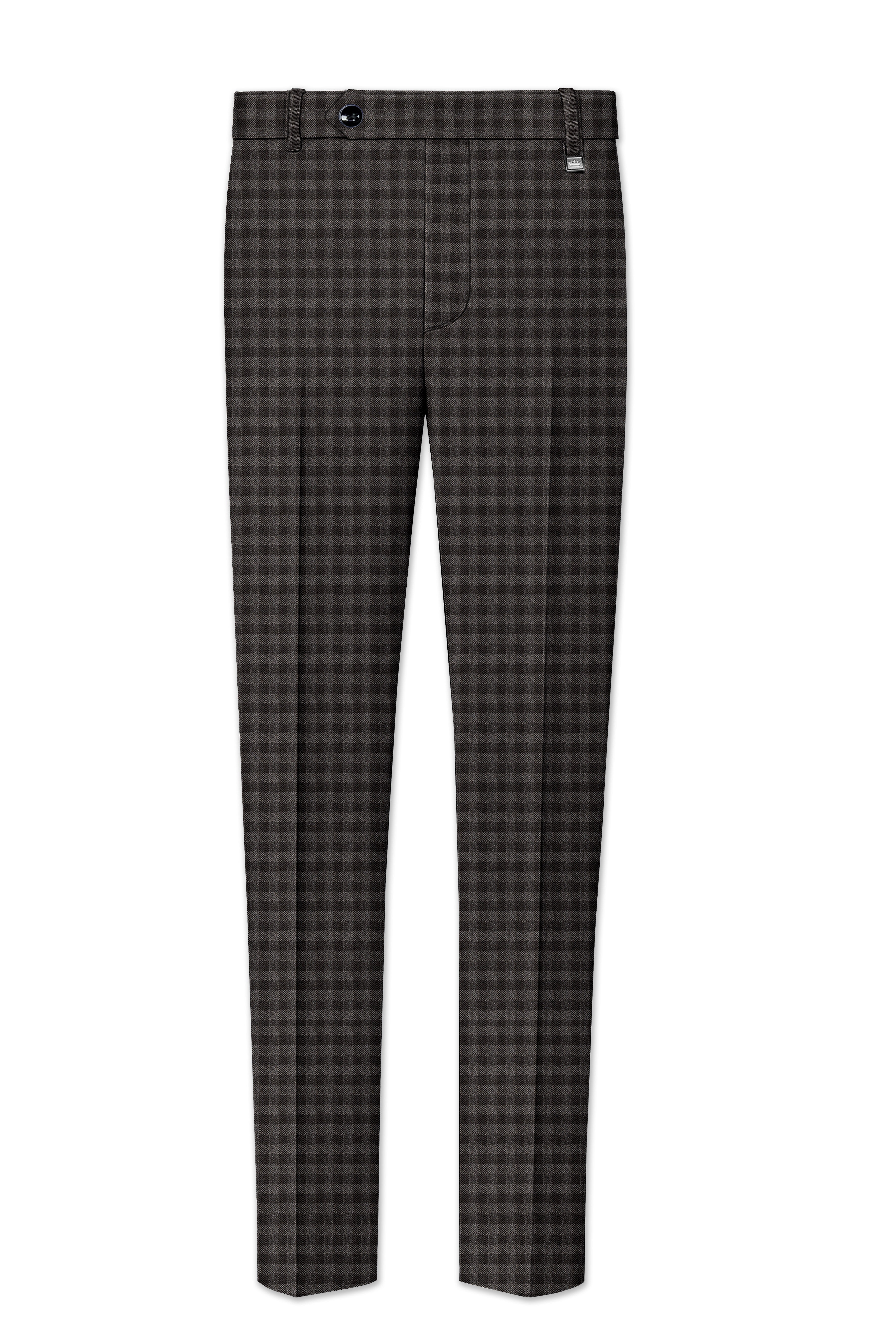 Jade Black and Storm Brown Checkered Wool Rich Pant