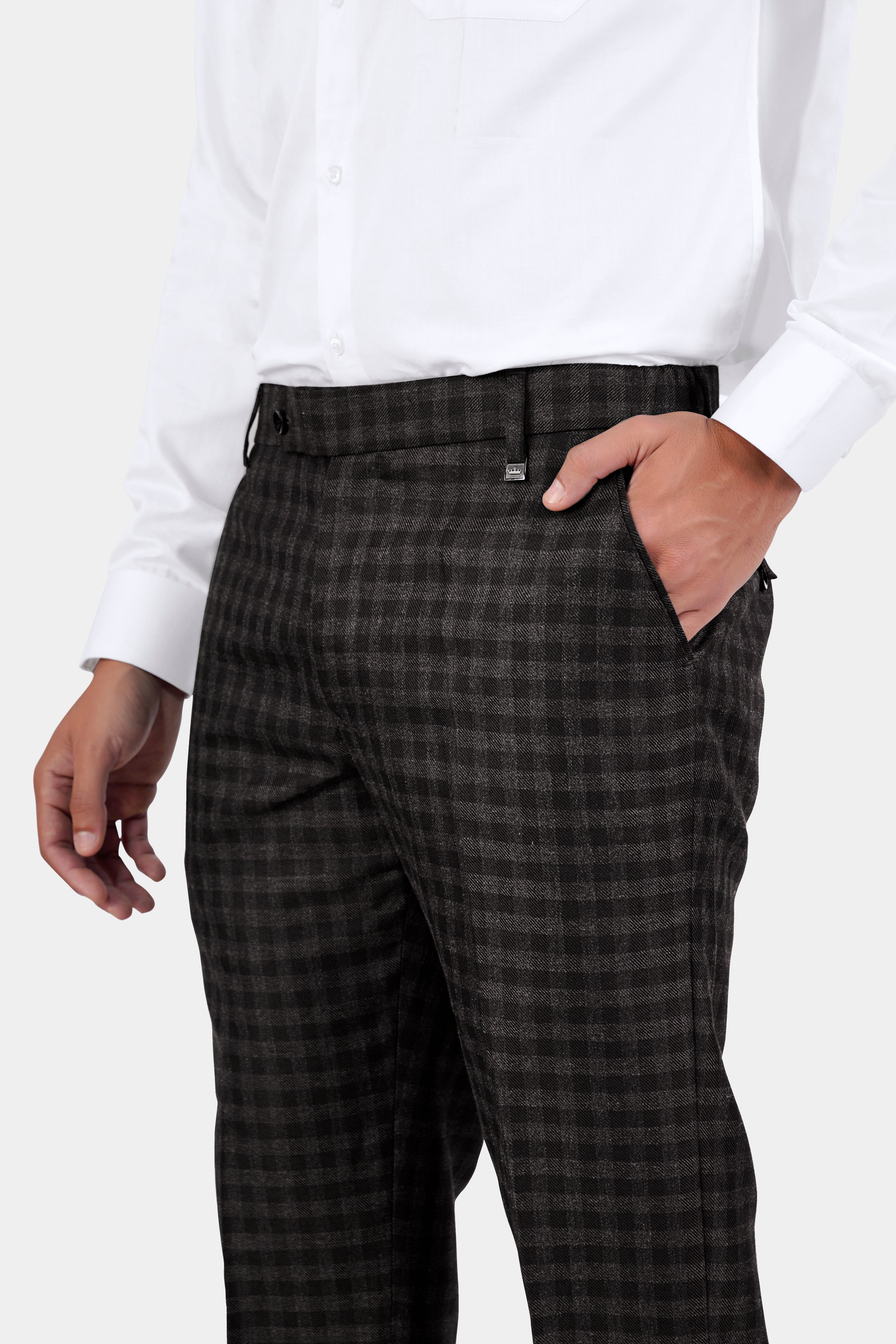 Jade Black and Storm Brown Checkered Wool Rich Pant T2898-SW-28, T2898-SW-30, T2898-SW-32, T2898-SW-34, T2898-SW-36, T2898-SW-38, T2898-SW-40, T2898-SW-42, T2898-SW-44