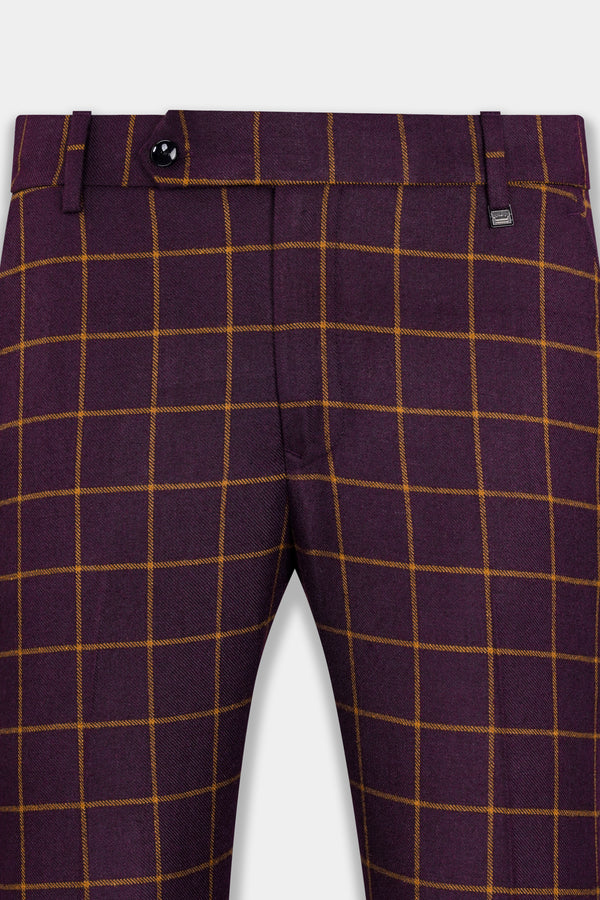 Eggplant Wine Windowpane Wool Rich Pant T2900-SW-28, T2900-SW-30, T2900-SW-32, T2900-SW-34, T2900-SW-36, T2900-SW-38, T2900-SW-40, T2900-SW-42, T2900-SW-44