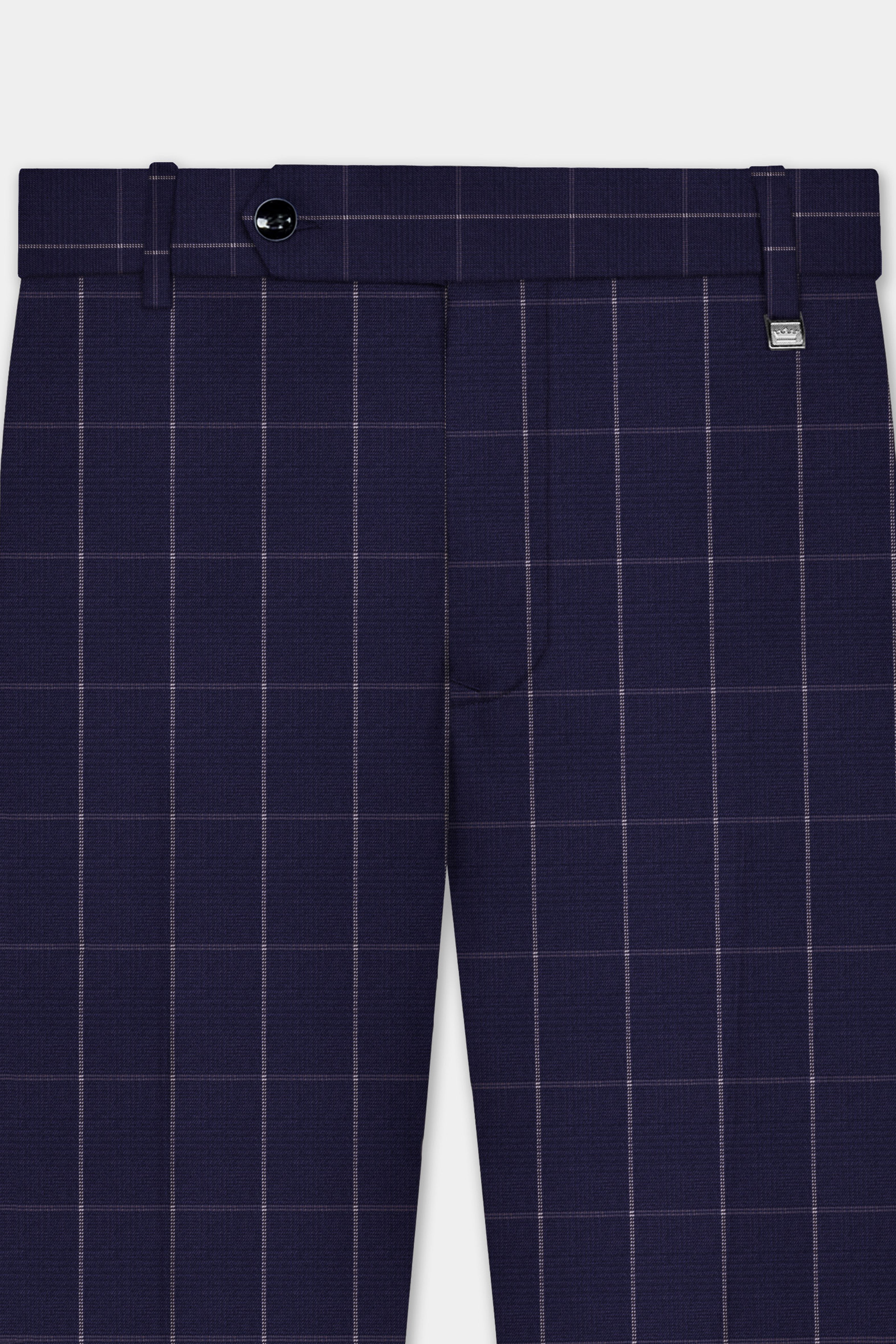 Admiral Blue Windowpane Wool Rich Pant