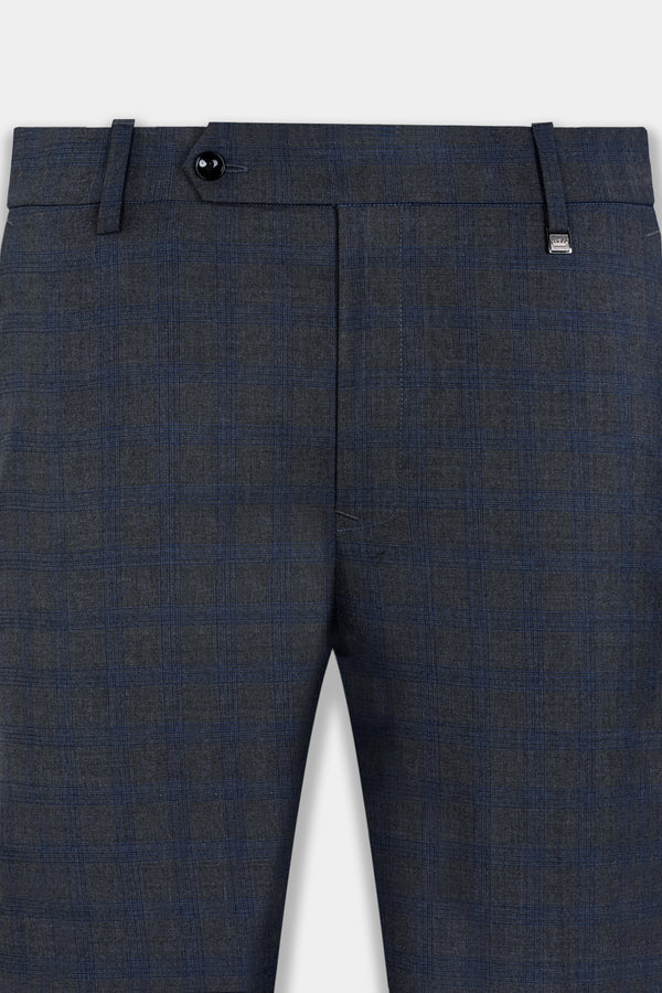 Capecod Gray and Delft Blue Subtle Checkered Wool Rich Pant T2905-SW-28, T2905-SW-30, T2905-SW-32, T2905-SW-34, T2905-SW-36, T2905-SW-38, T2905-SW-40, T2905-SW-42, T2905-SW-44