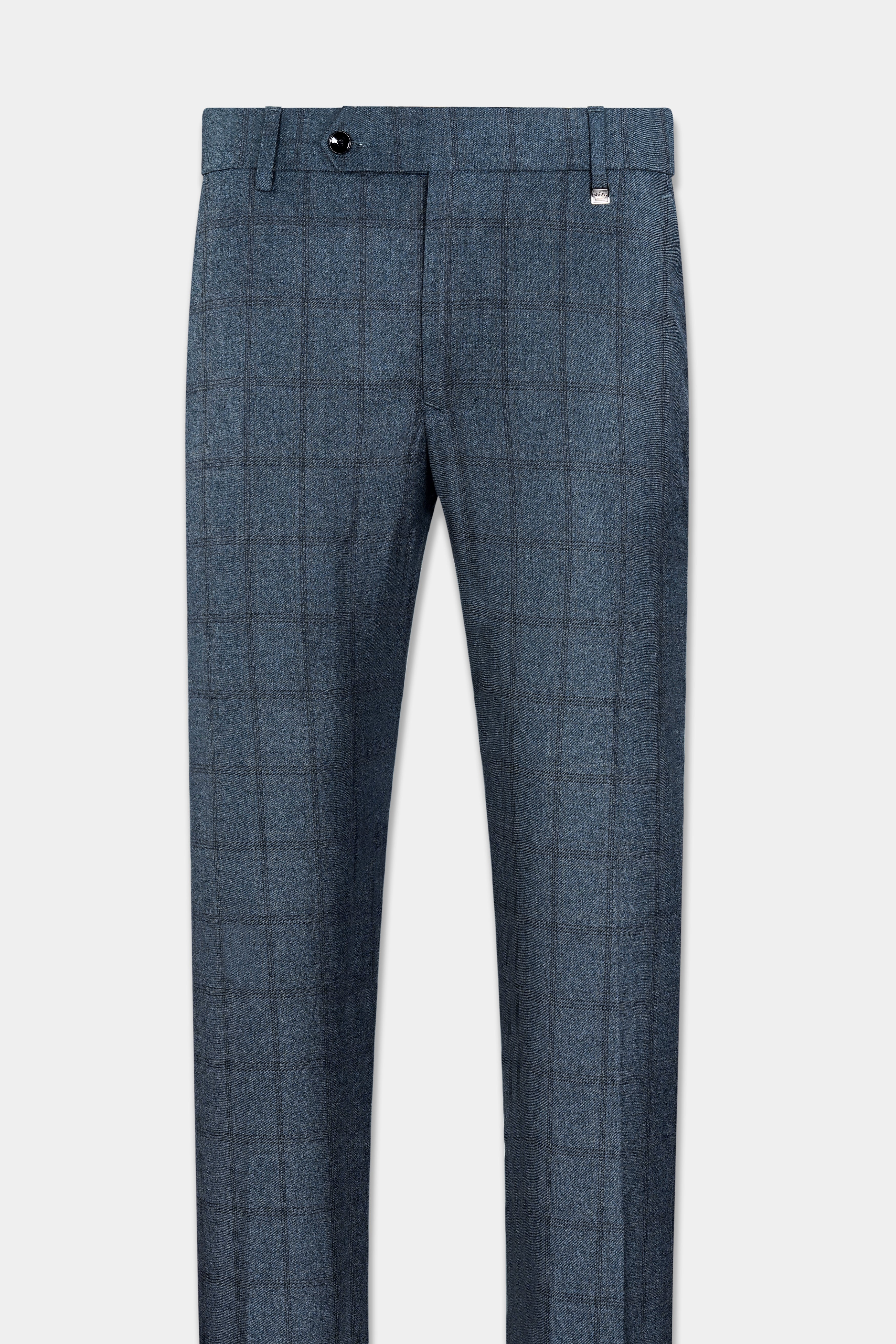 Bayoux Gray Checks-Plaid Premium Wool-Blend Pant For Men